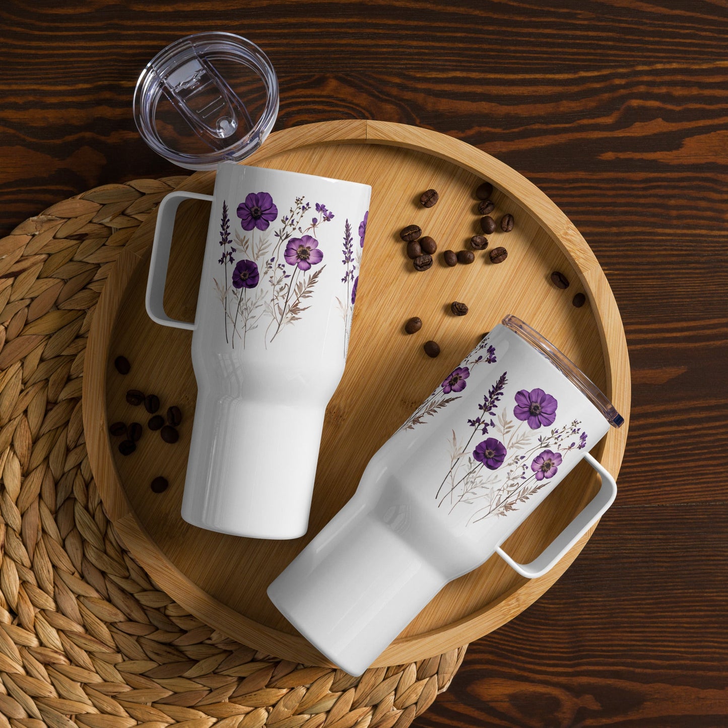 Purple Wildflowers Stainless Steel Travel Mug (25 oz) - Travel Mug - Discovery Co.