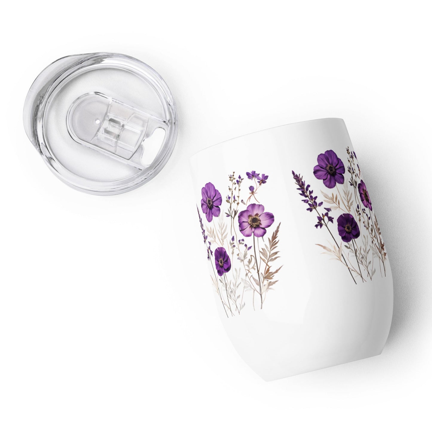 Purple Wildflowers Wine Tumbler - Tumblers - Discovery Co.