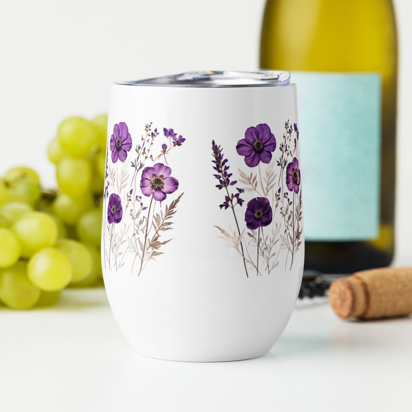 Purple Wildflowers Wine Tumbler - Tumblers - Discovery Co.