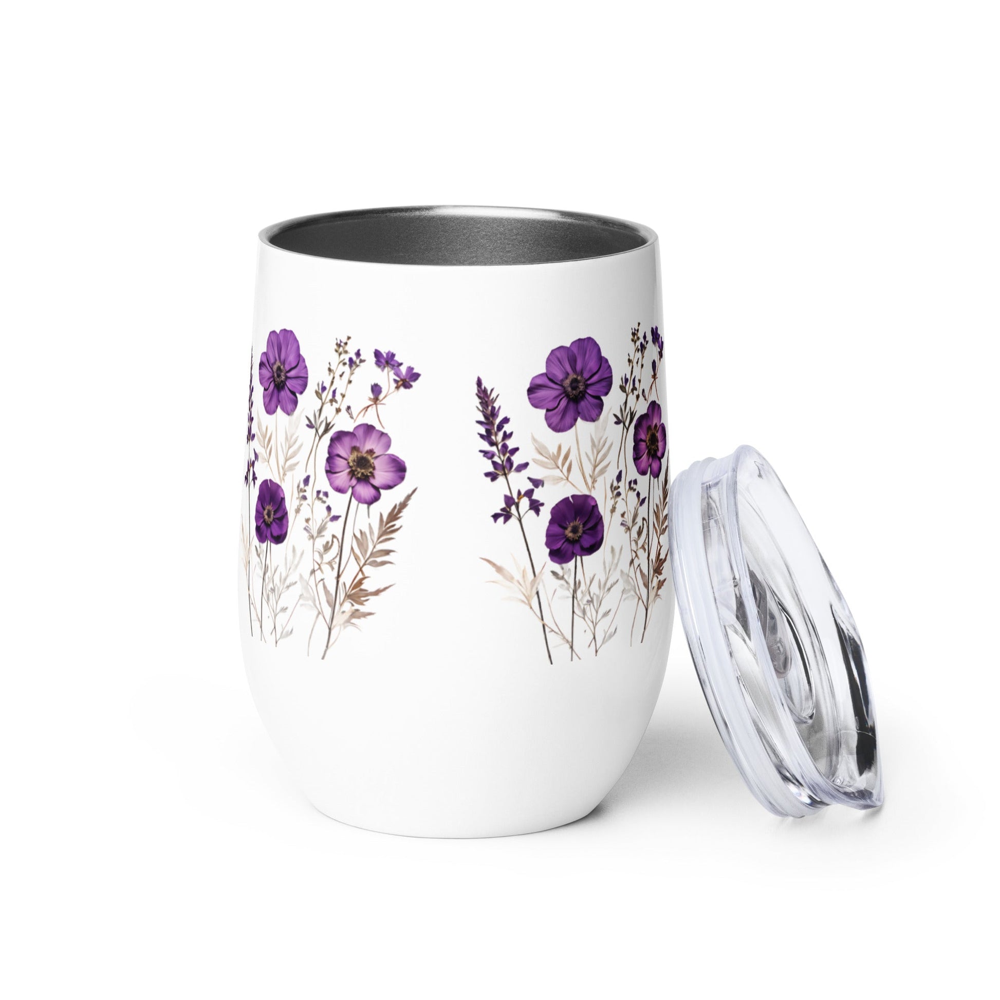 Purple Wildflowers Wine Tumbler - Tumblers - Discovery Co.