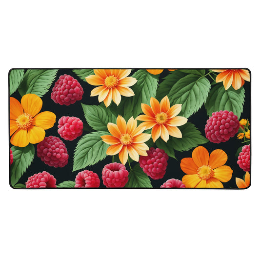 Raspberries And Orange Flowers Desk Mat - Mouse Pads - Discovery Co.