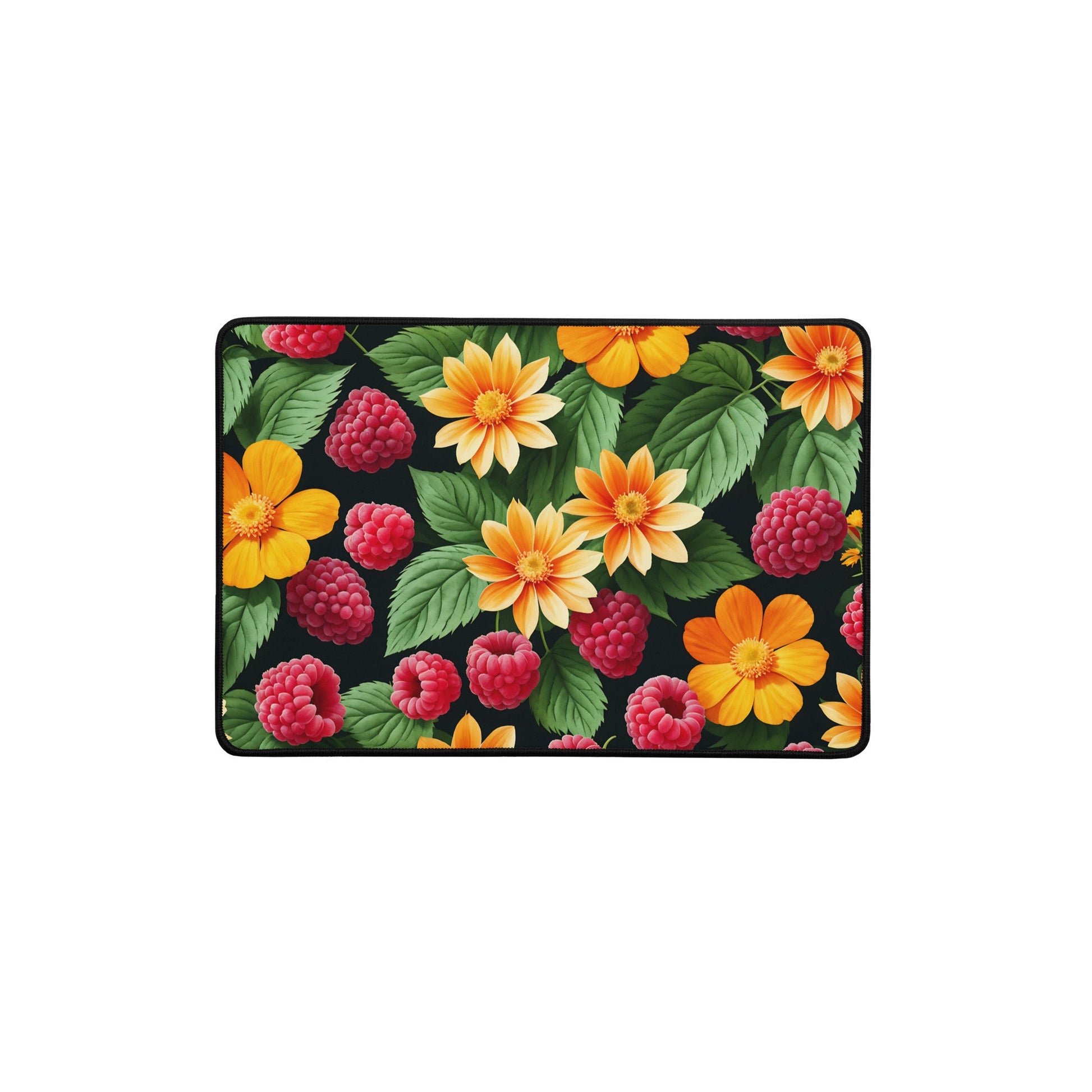 Raspberries And Orange Flowers Desk Mat - Mouse Pads - Discovery Co.