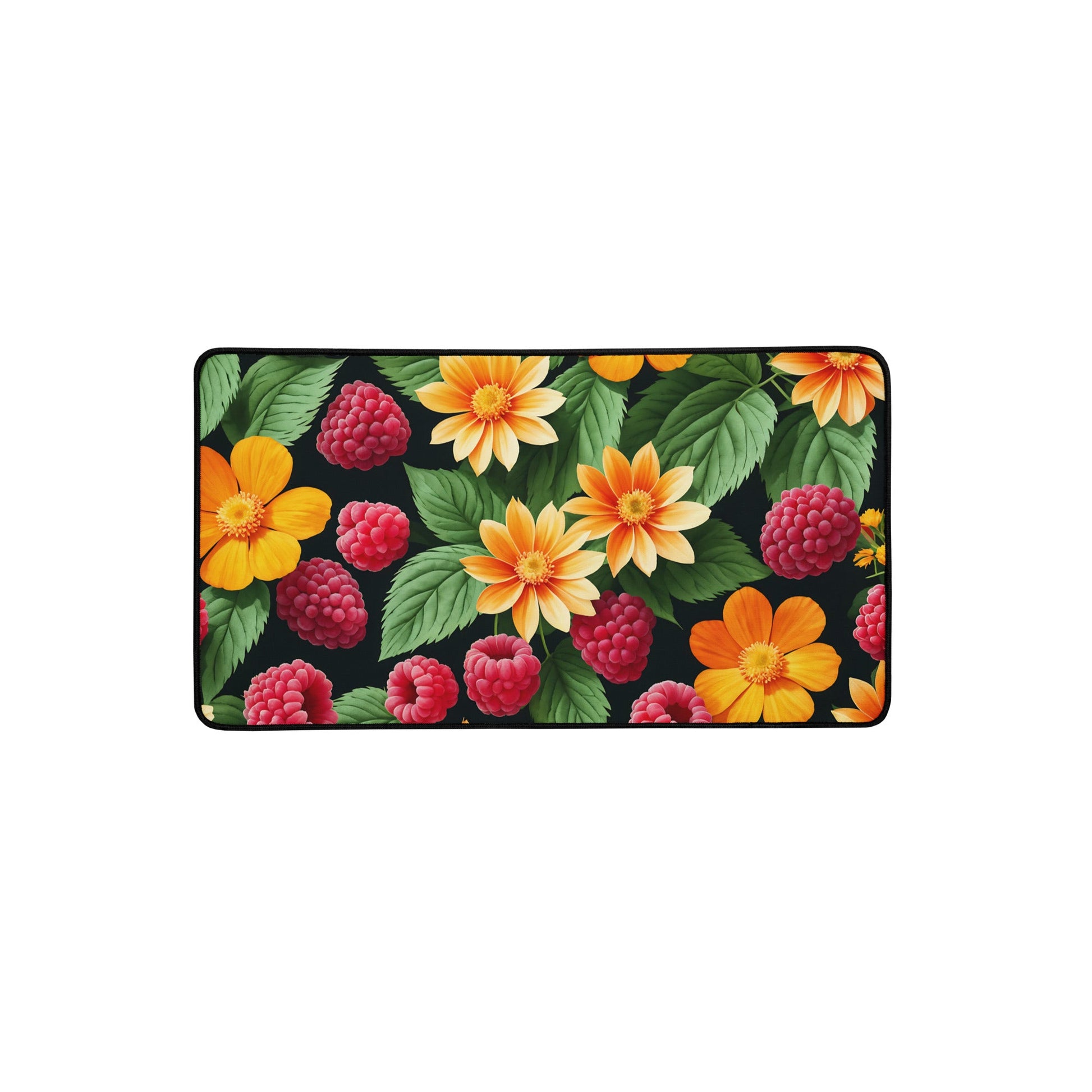 Raspberries And Orange Flowers Desk Mat - Mouse Pads - Discovery Co.