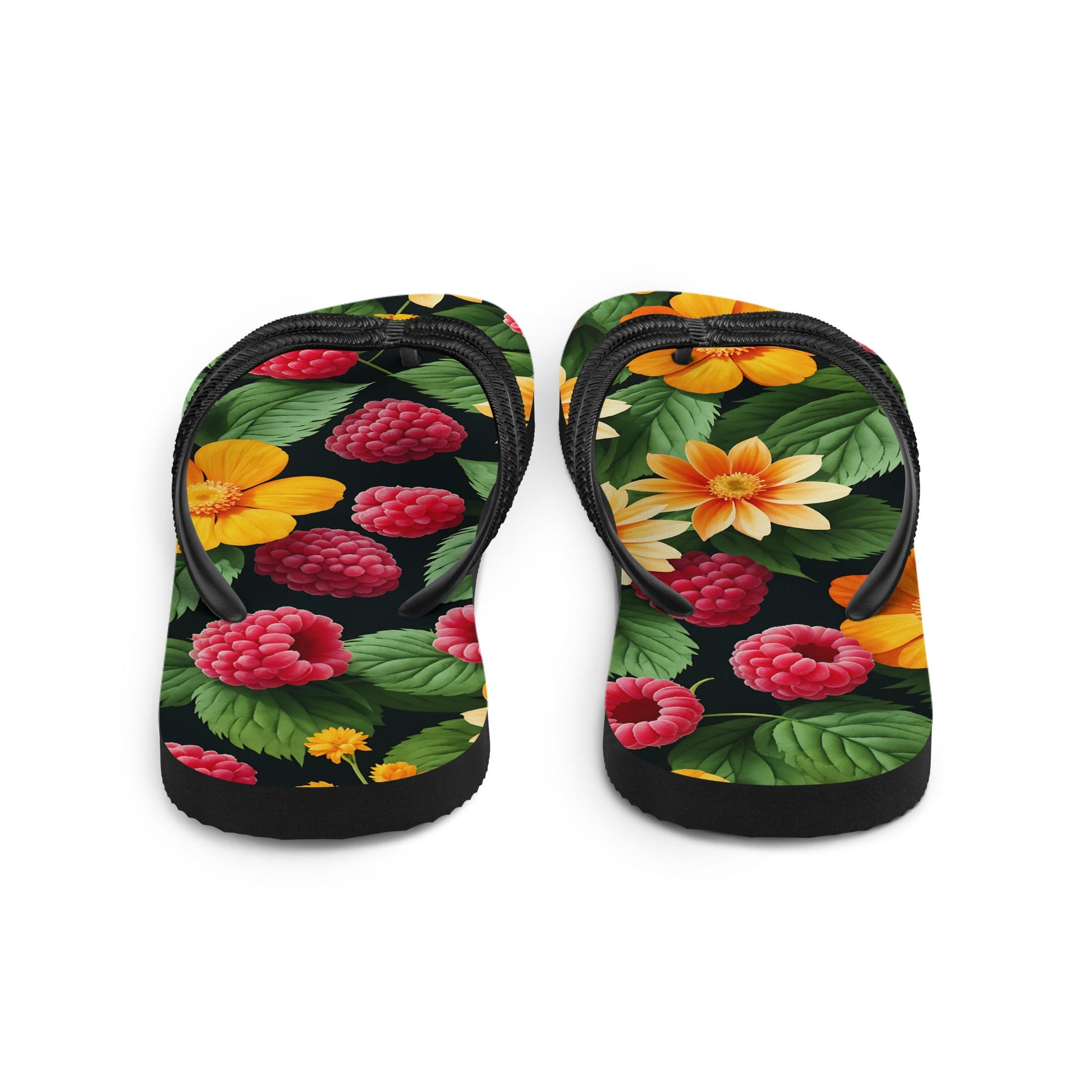 Raspberries And Orange Flowers Flip - Flops - Footwear - Discovery Co.