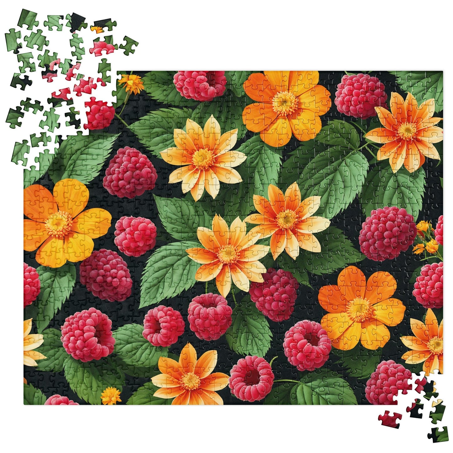 Raspberries and Orange Flowers Jigsaw Puzzle - Puzzle - Discovery Co.