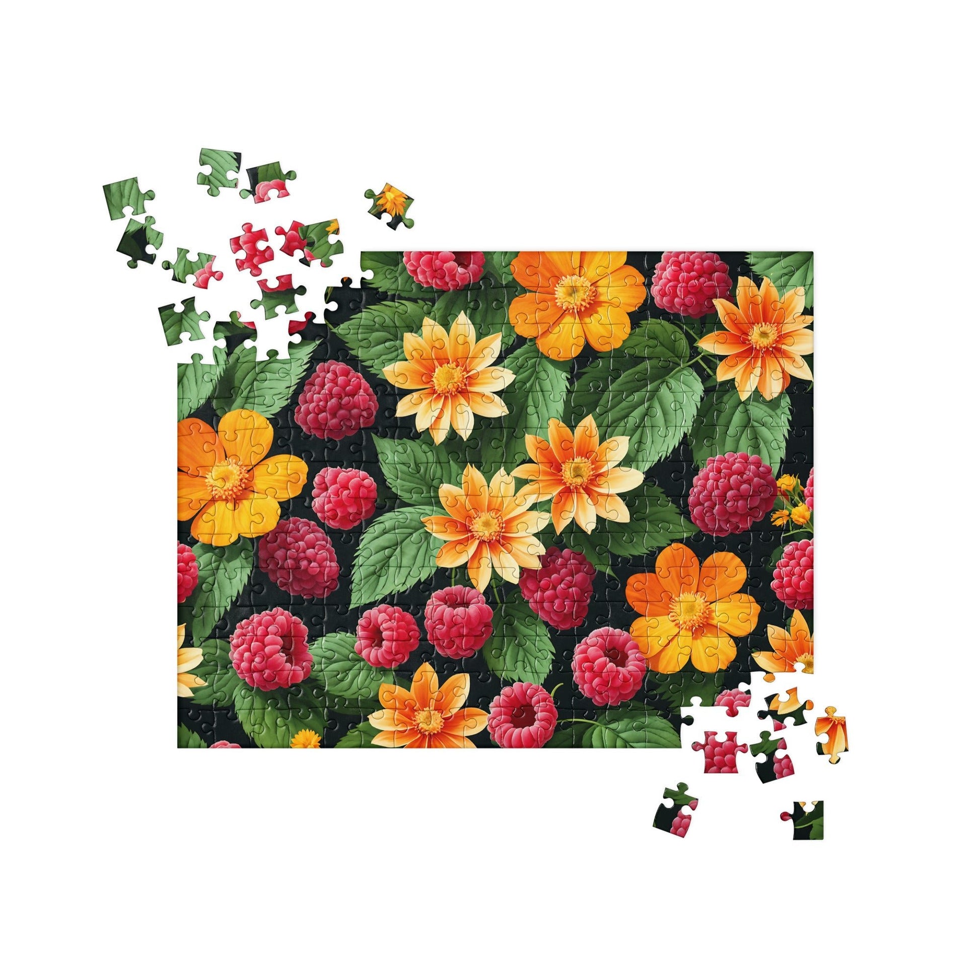Raspberries and Orange Flowers Jigsaw Puzzle - Puzzle - Discovery Co.