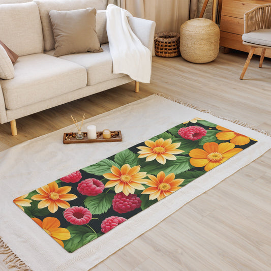 Raspberries And Orange Flowers Yoga Mat - Yoga Mat - Discovery Co.
