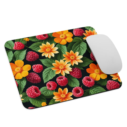 Raspberries and Yellow Flowers Mouse Pad - Mouse Pads - Discovery Co.