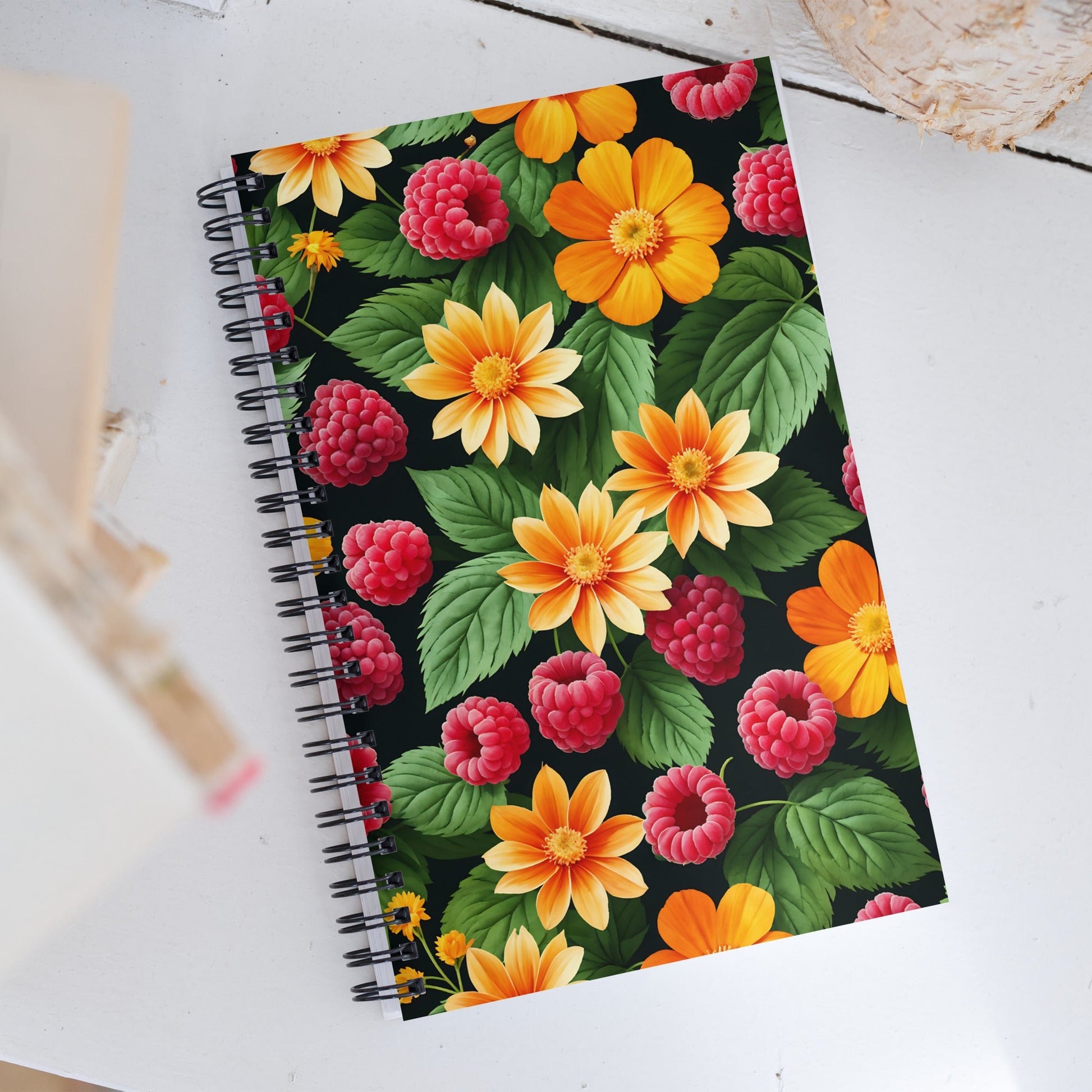 Raspberries and Yellow Flowers Spiral Notebook - Spiral Notebooks - Discovery Co.