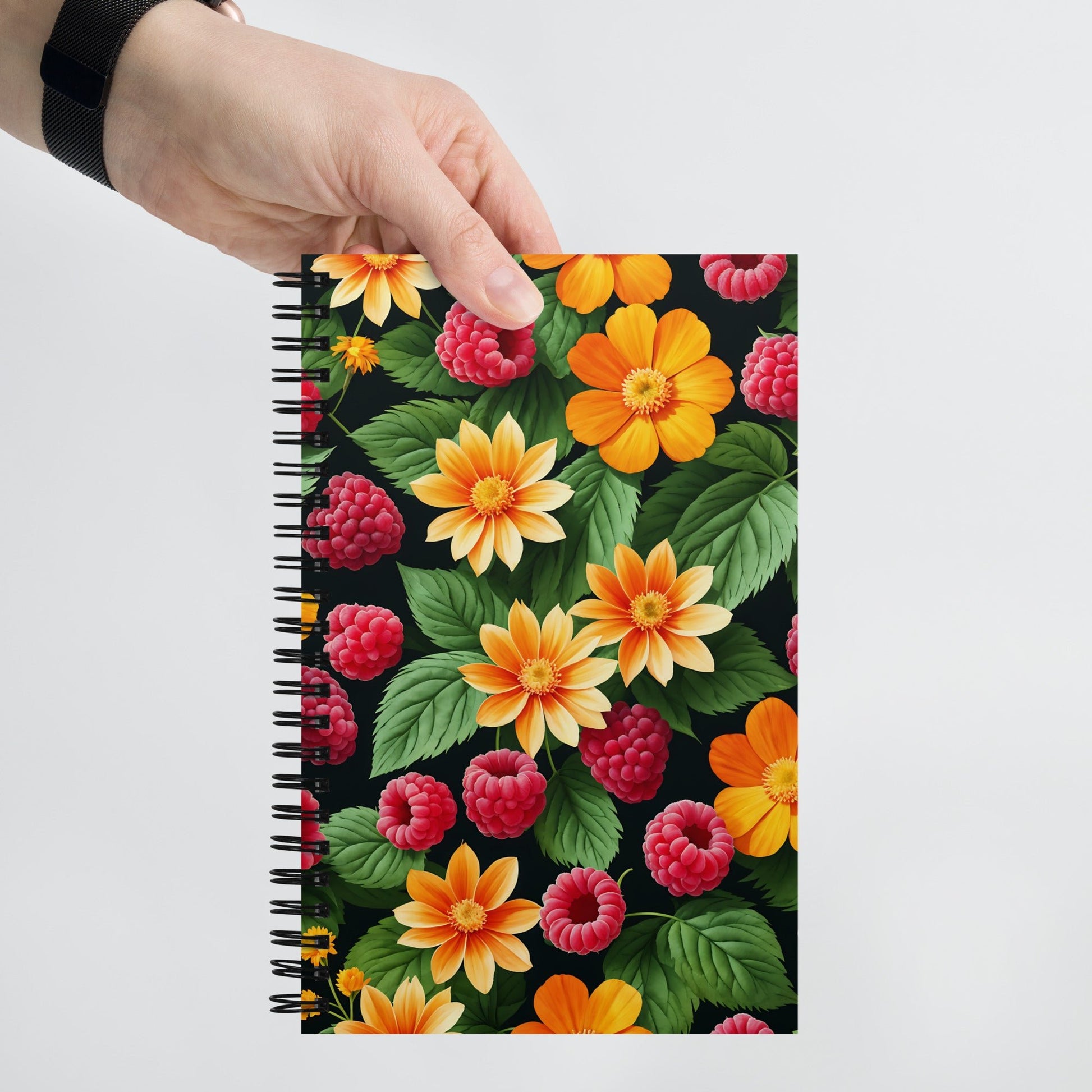 Raspberries and Yellow Flowers Spiral Notebook - Spiral Notebooks - Discovery Co.