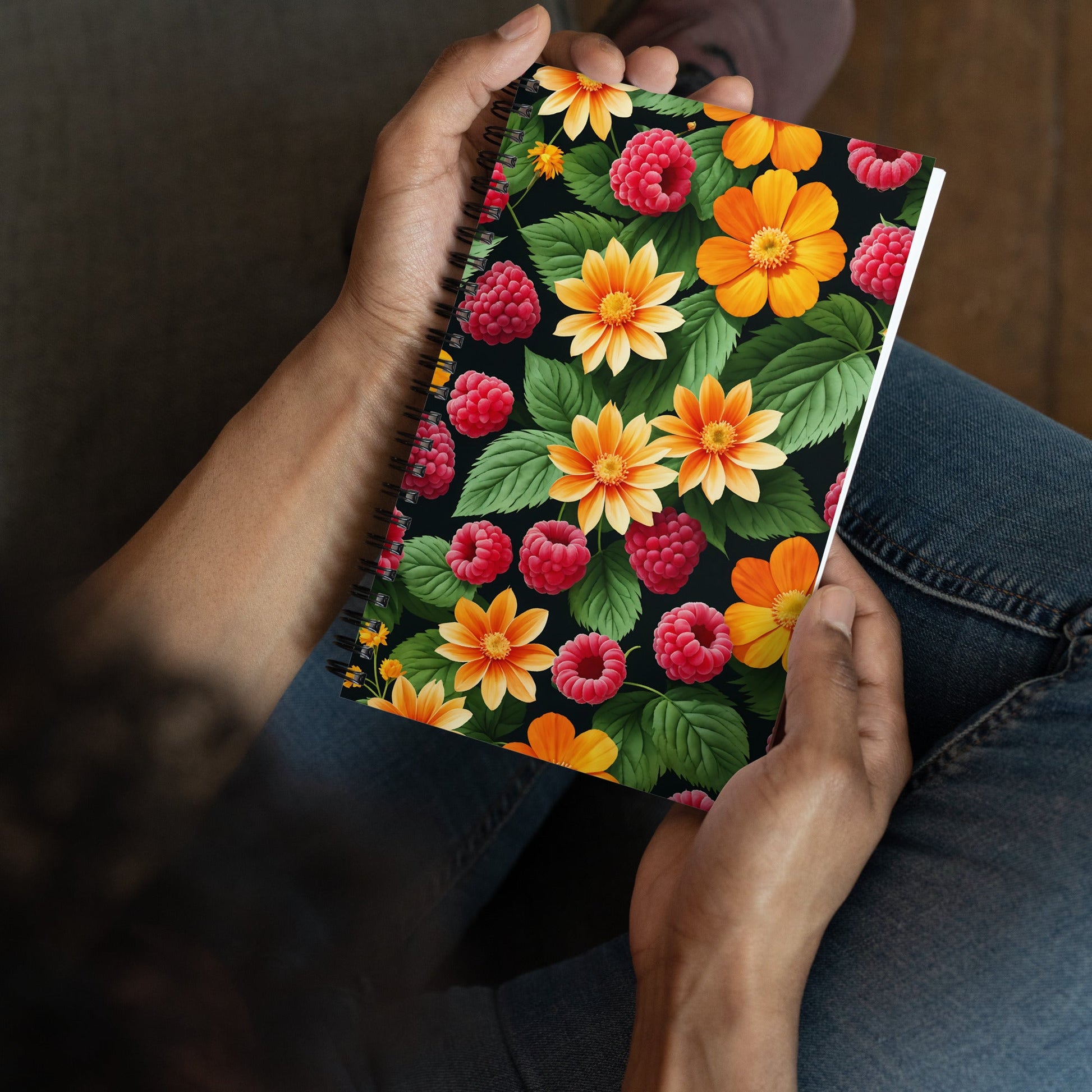 Raspberries and Yellow Flowers Spiral Notebook - Spiral Notebooks - Discovery Co.