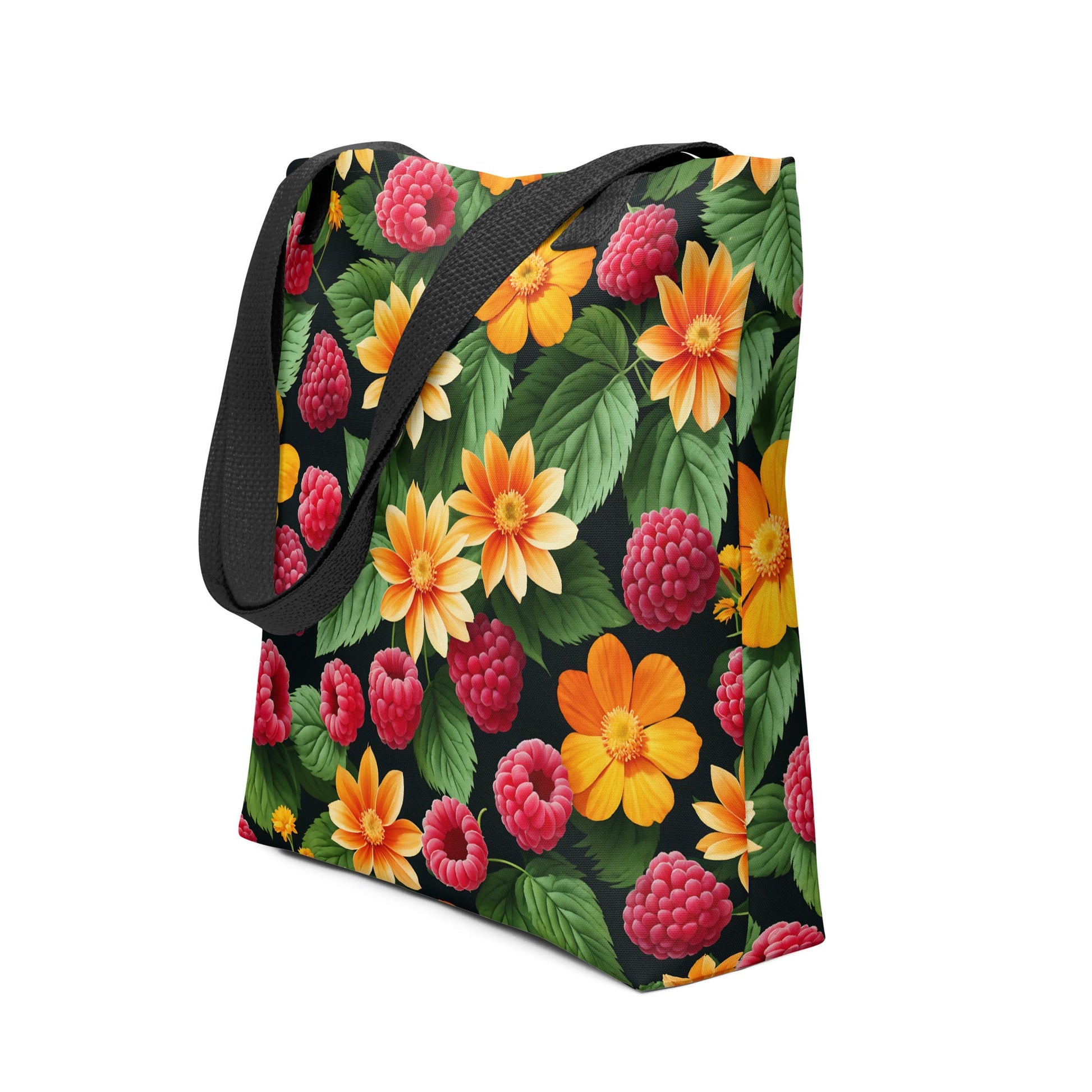 Raspberries and Yellow Flowers Tote Bag - Tote Bags - Discovery Co.