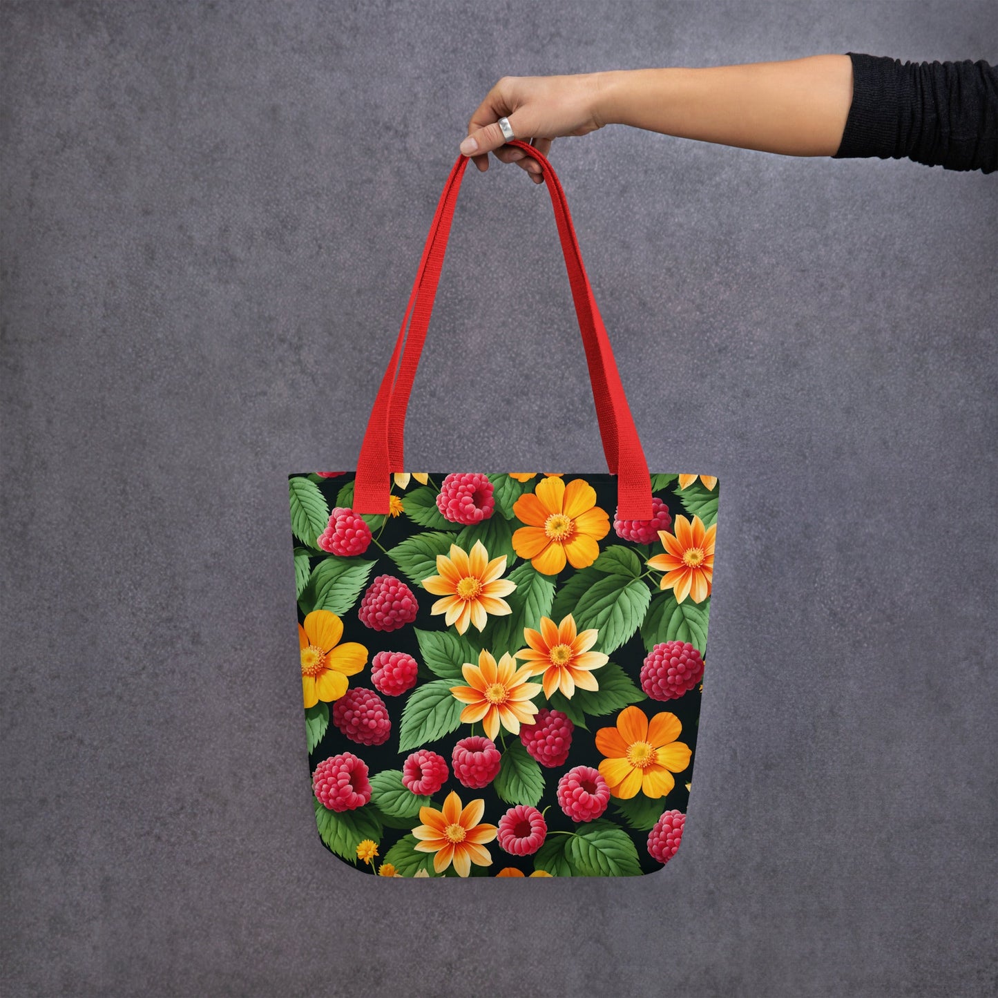 Raspberries and Yellow Flowers Tote Bag - Tote Bags - Discovery Co.