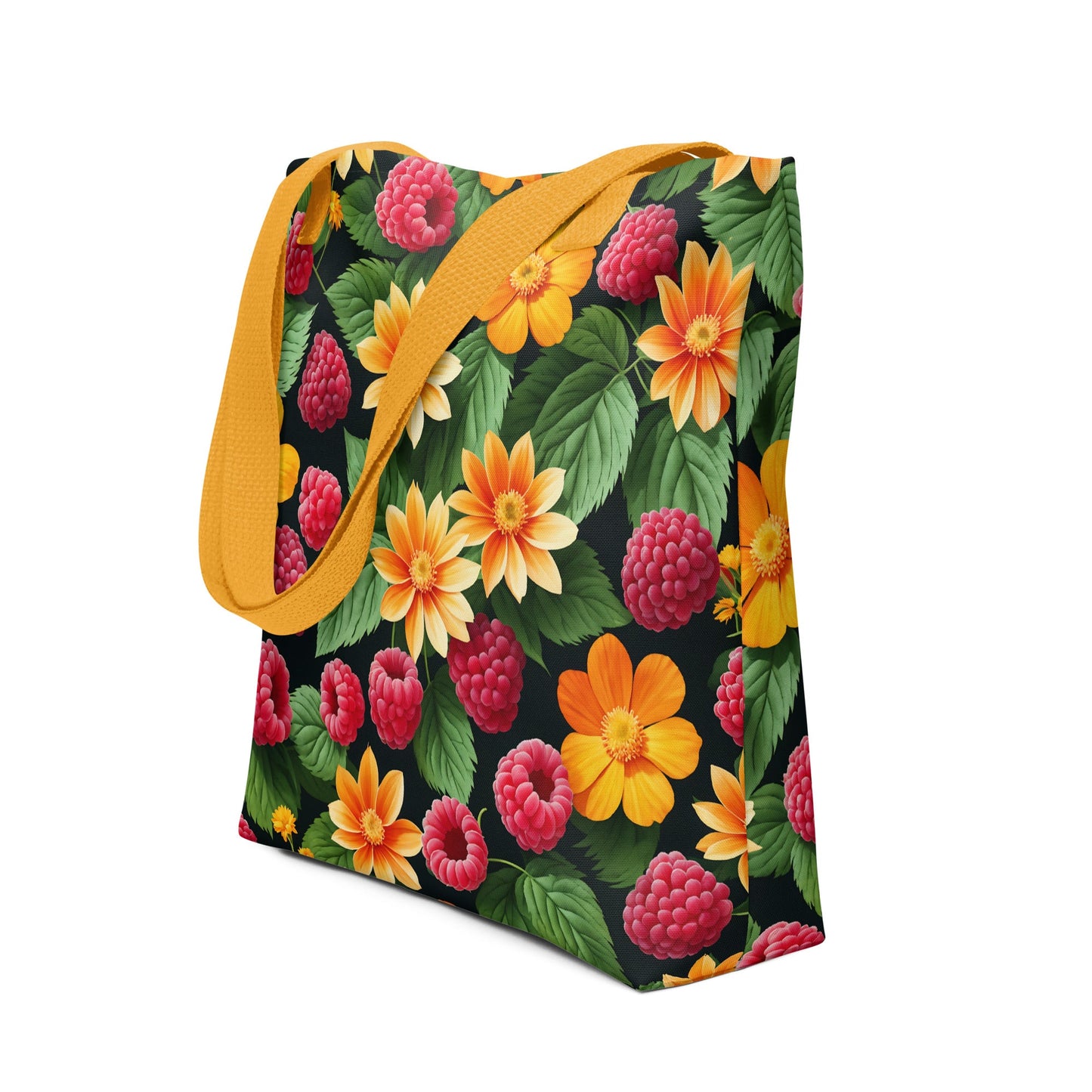 Raspberries and Yellow Flowers Tote Bag - Tote Bags - Discovery Co.