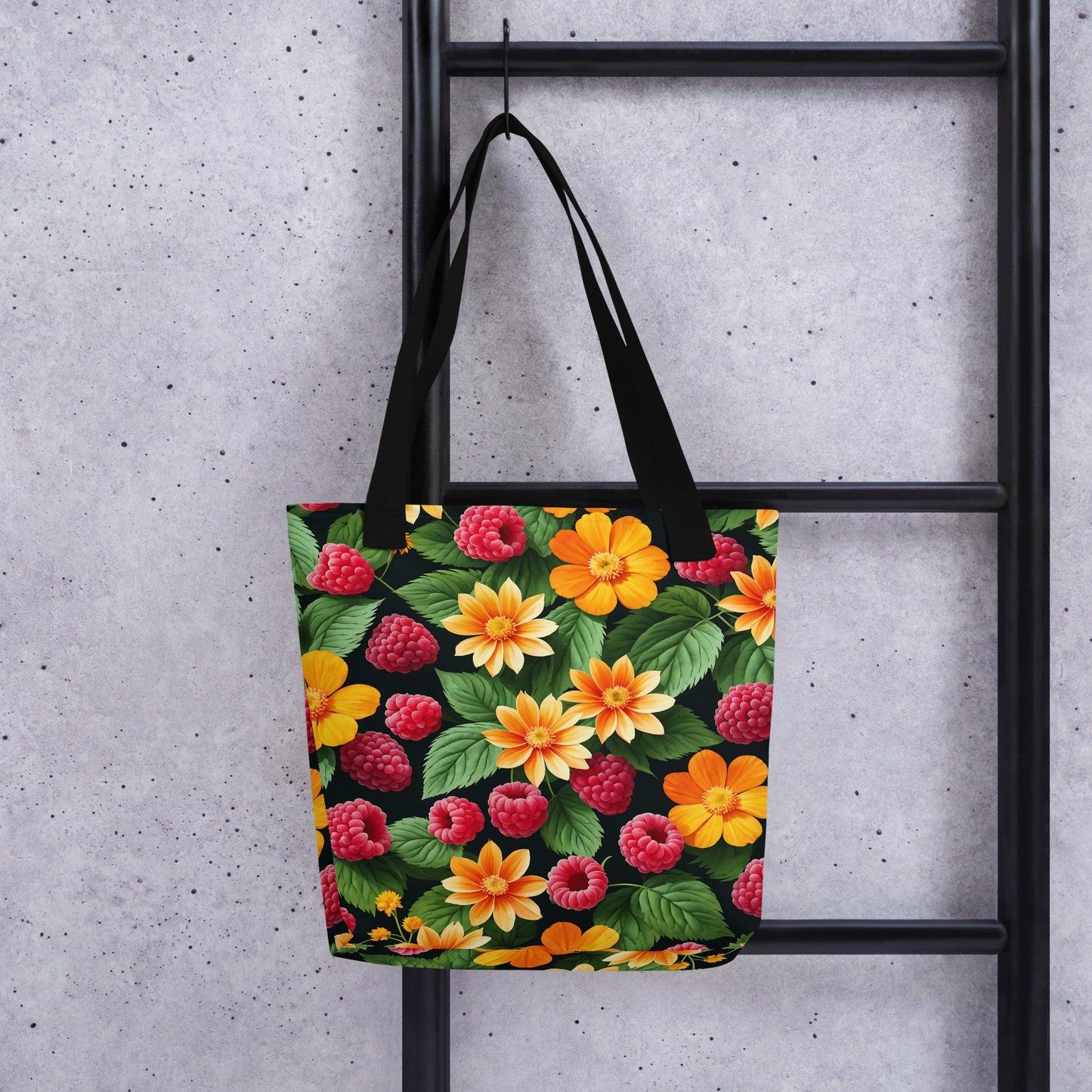 Raspberries and Yellow Flowers Tote Bag - Tote Bags - Discovery Co.