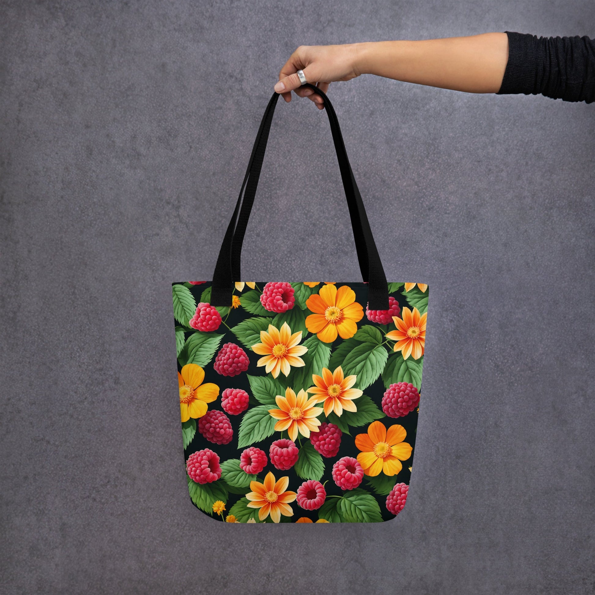 Raspberries and Yellow Flowers Tote Bag - Tote Bags - Discovery Co.