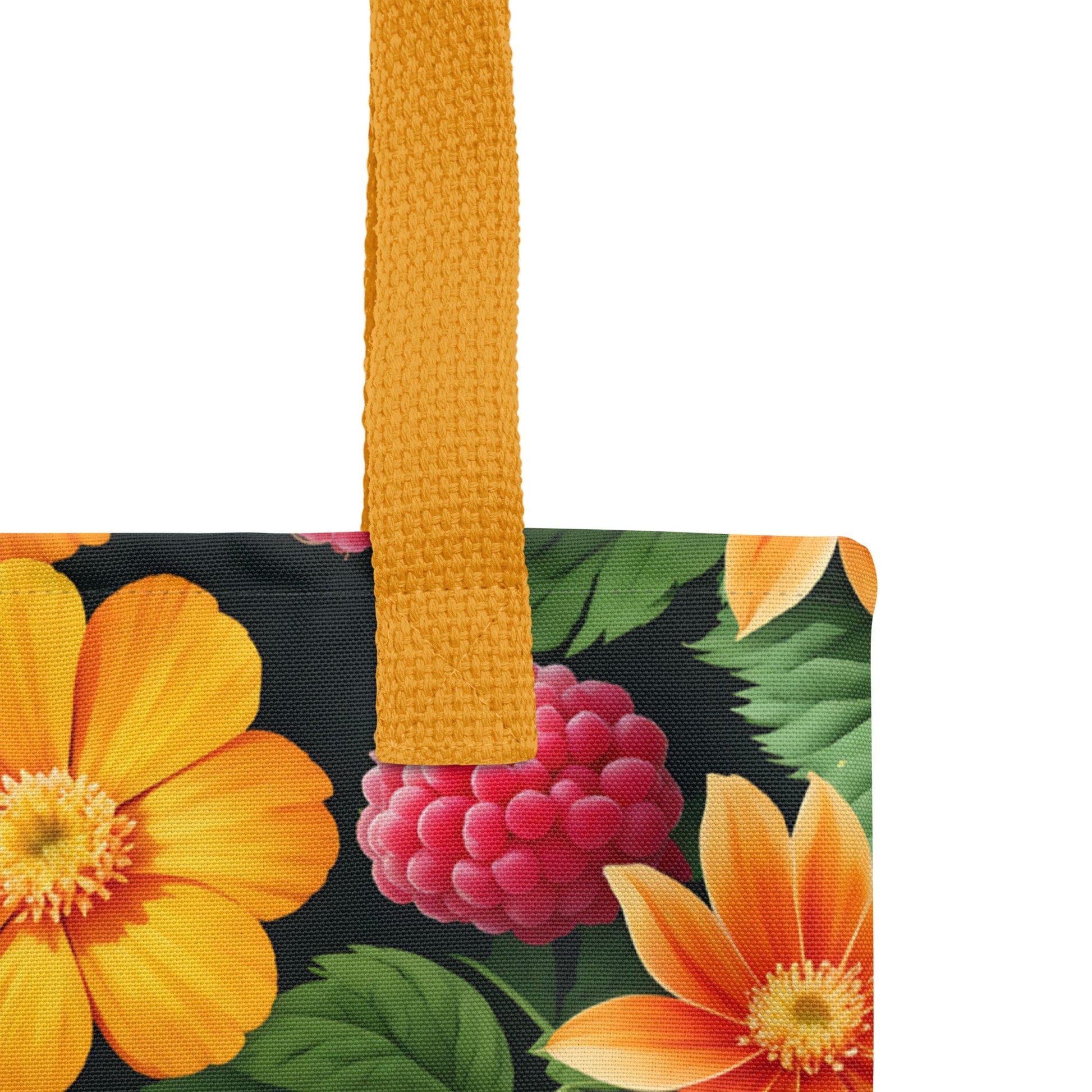 Raspberries and Yellow Flowers Tote Bag - Tote Bags - Discovery Co.