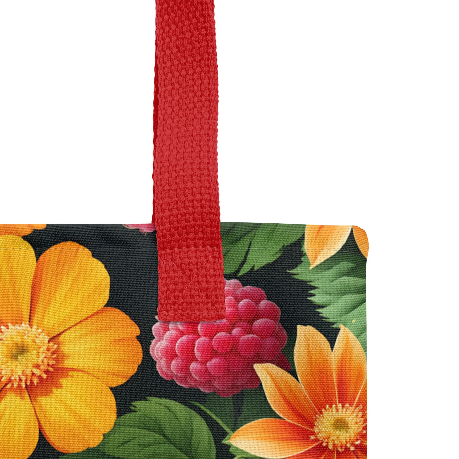 Raspberries and Yellow Flowers Tote Bag - Tote Bags - Discovery Co.