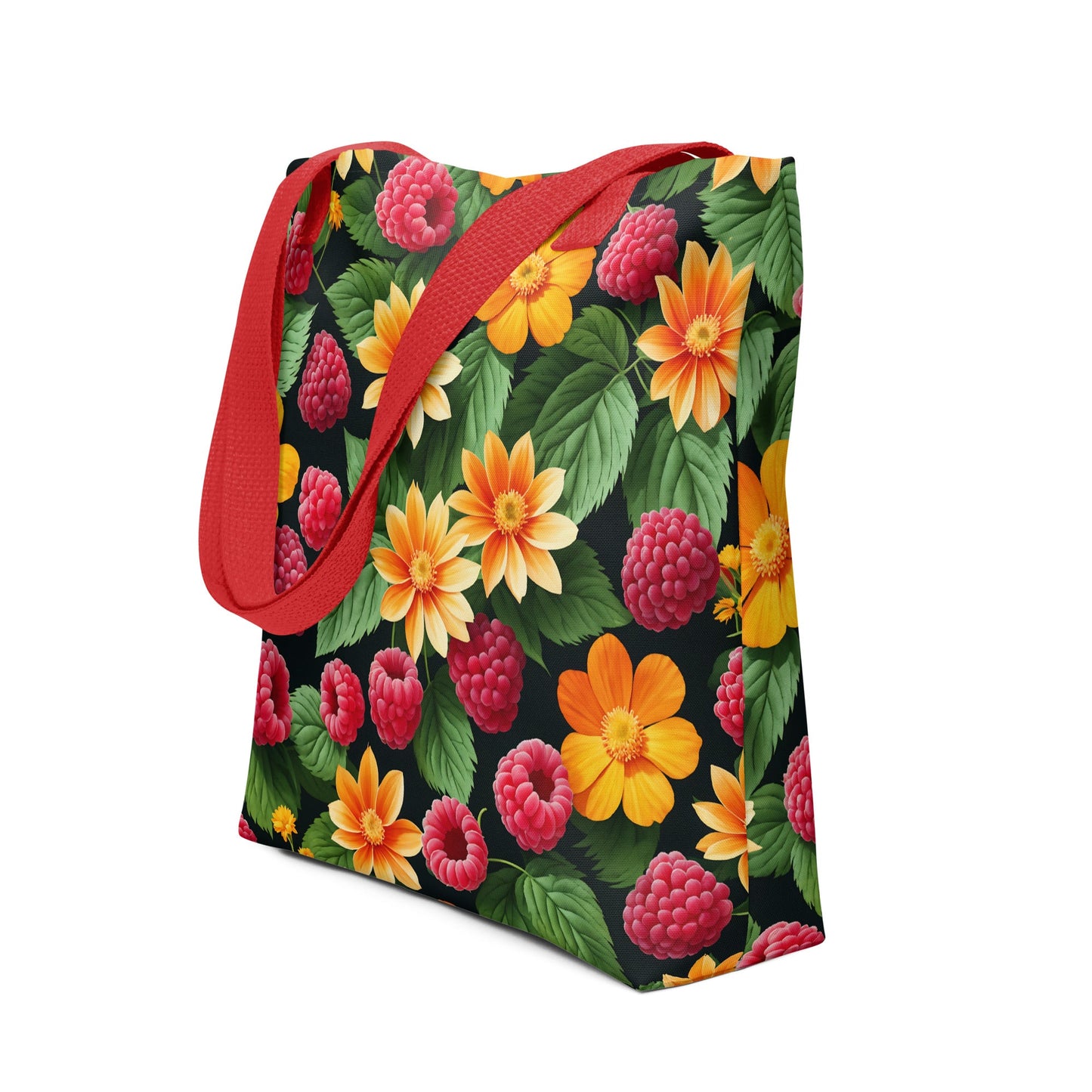 Raspberries and Yellow Flowers Tote Bag - Tote Bags - Discovery Co.