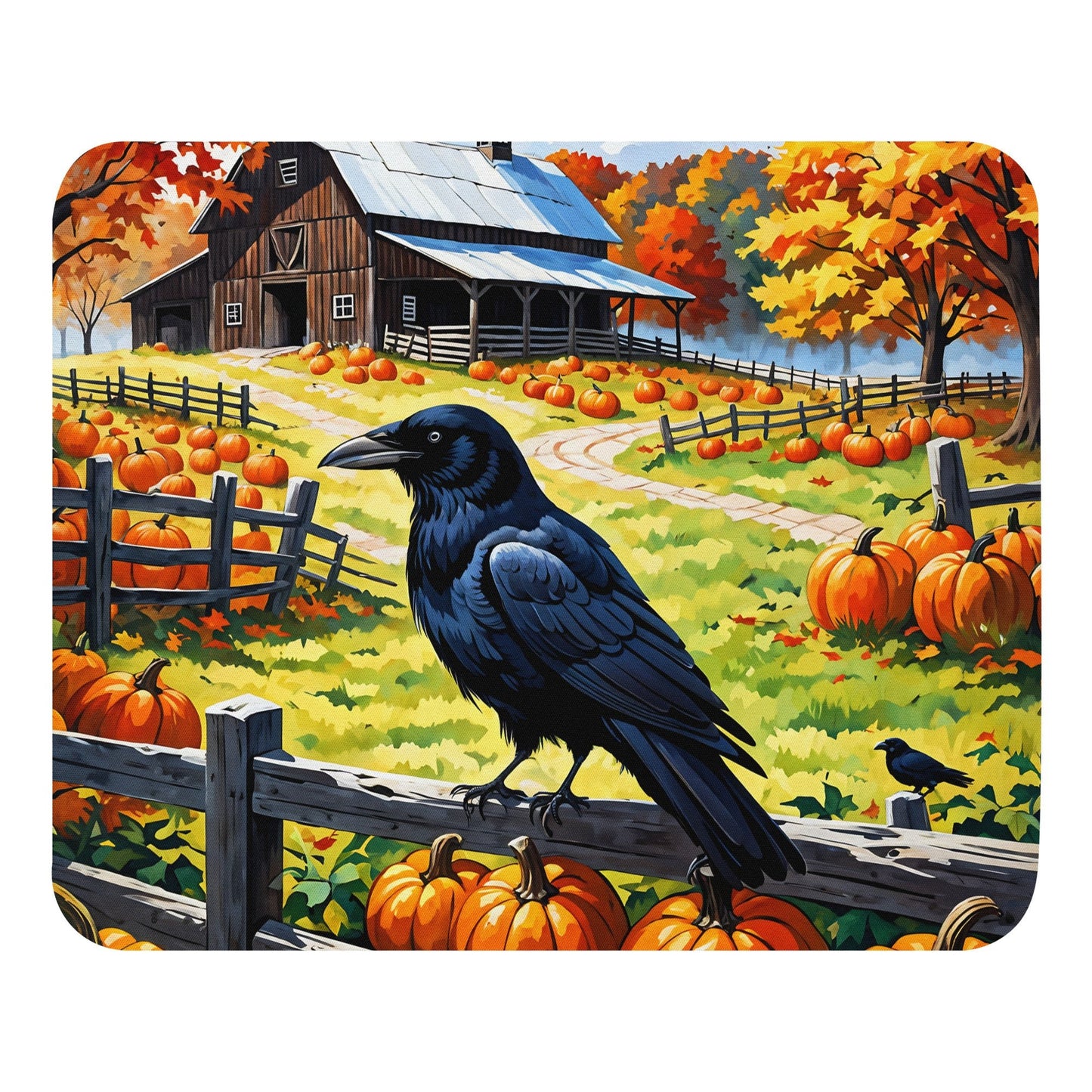 Raven and Pumpkins Mouse Pad - Mouse Pads - Discovery Co.