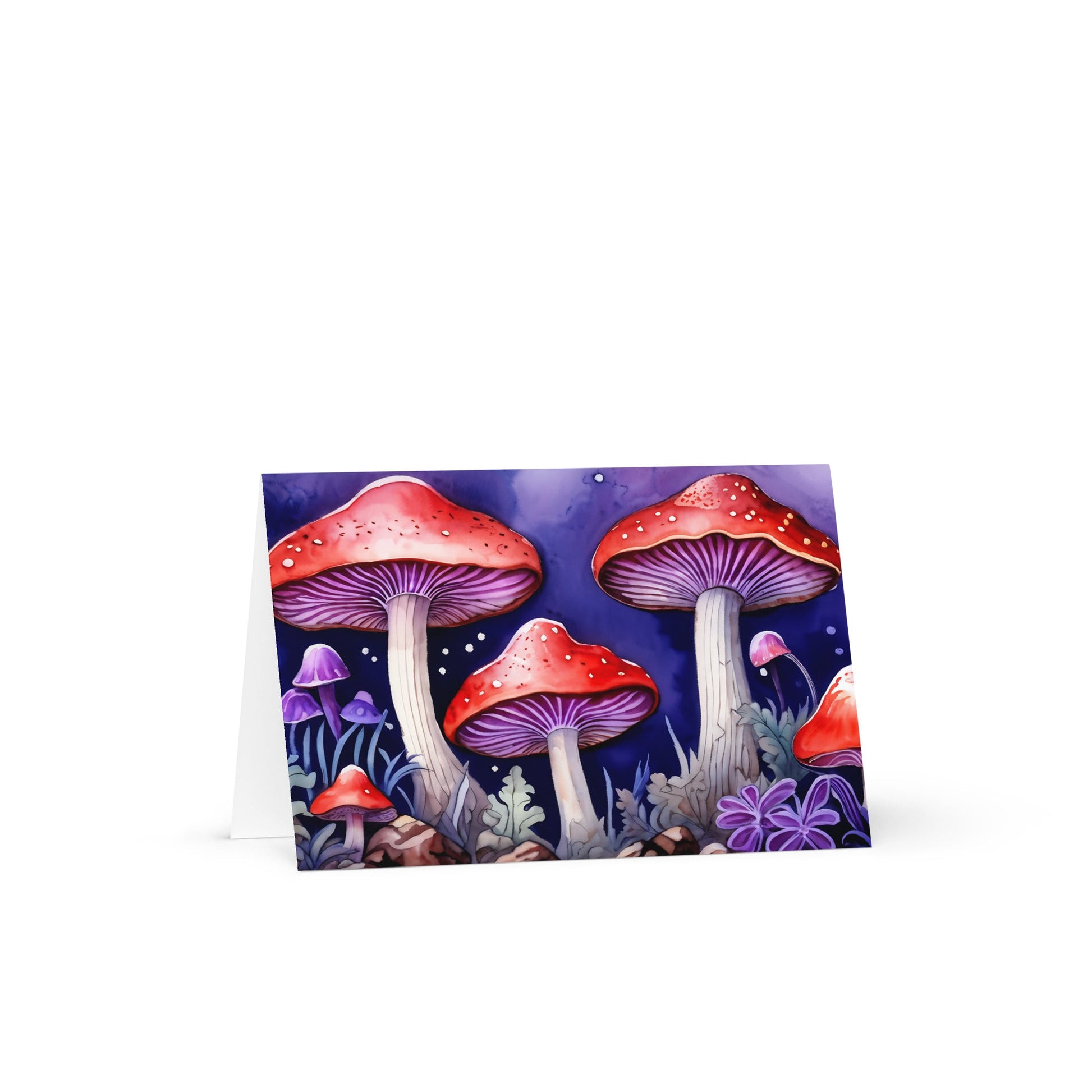 Red and Purple Forest Mushrooms Greeting Card - Greeting Card - Discovery Co.