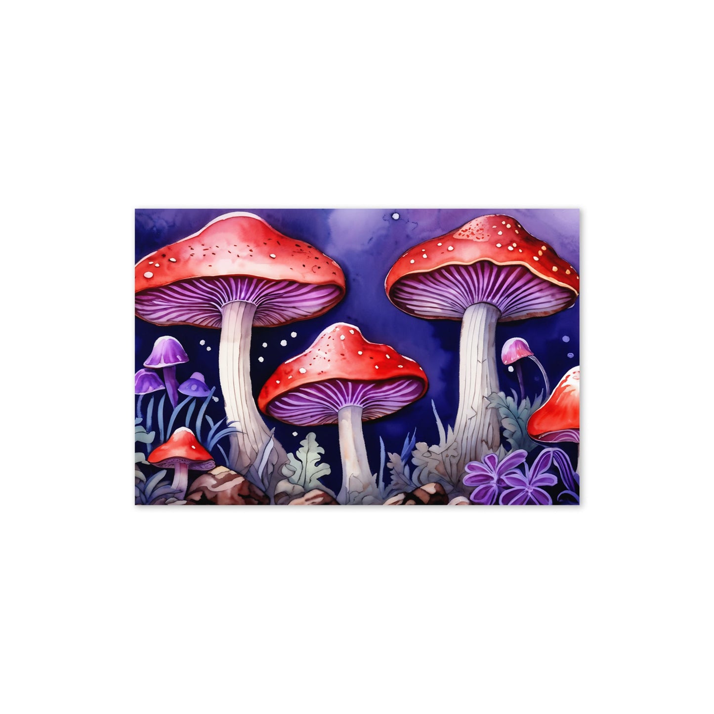 Red and Purple Forest Mushrooms Greeting Card - Greeting Card - Discovery Co.