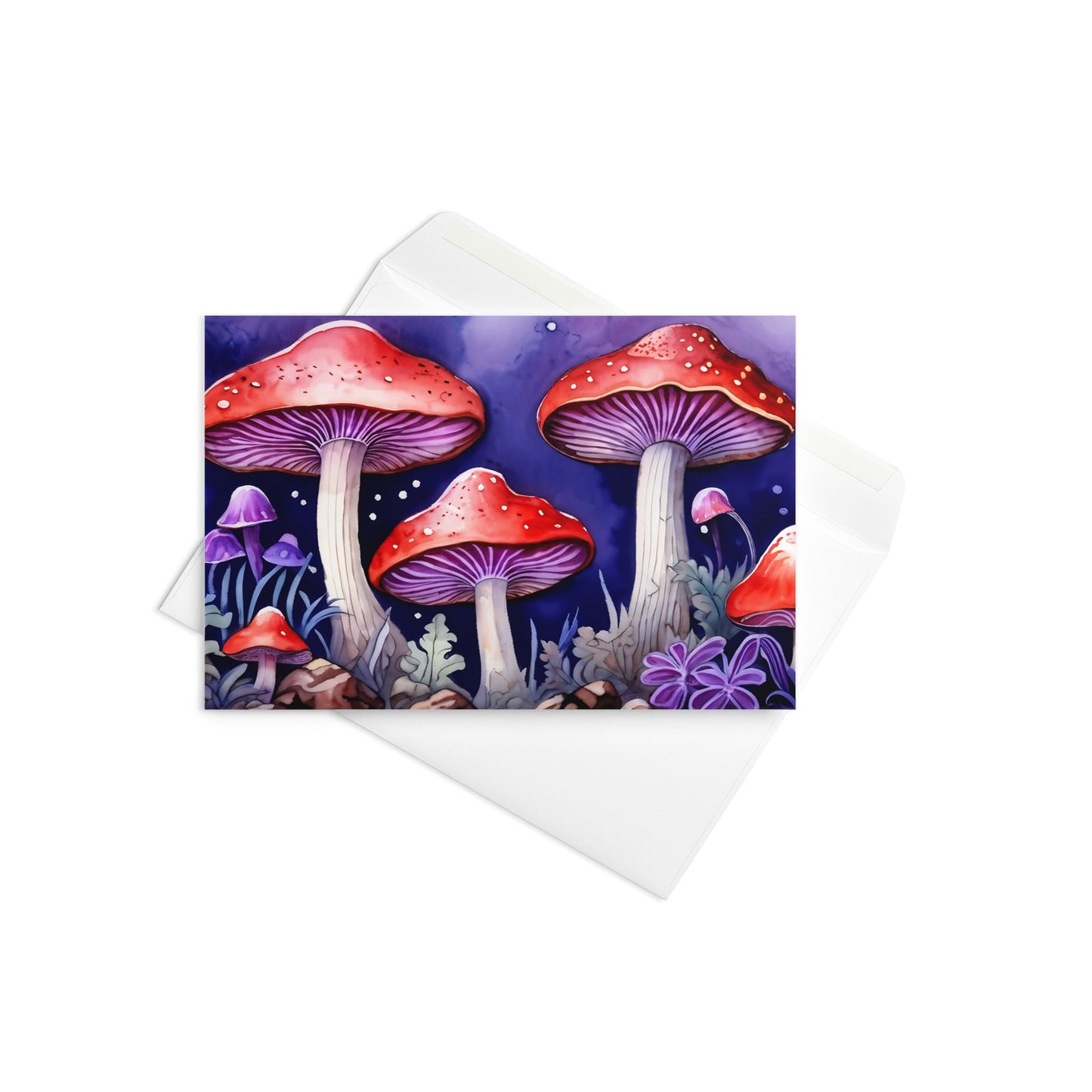 Red and Purple Forest Mushrooms Greeting Card - Greeting Card - Discovery Co.