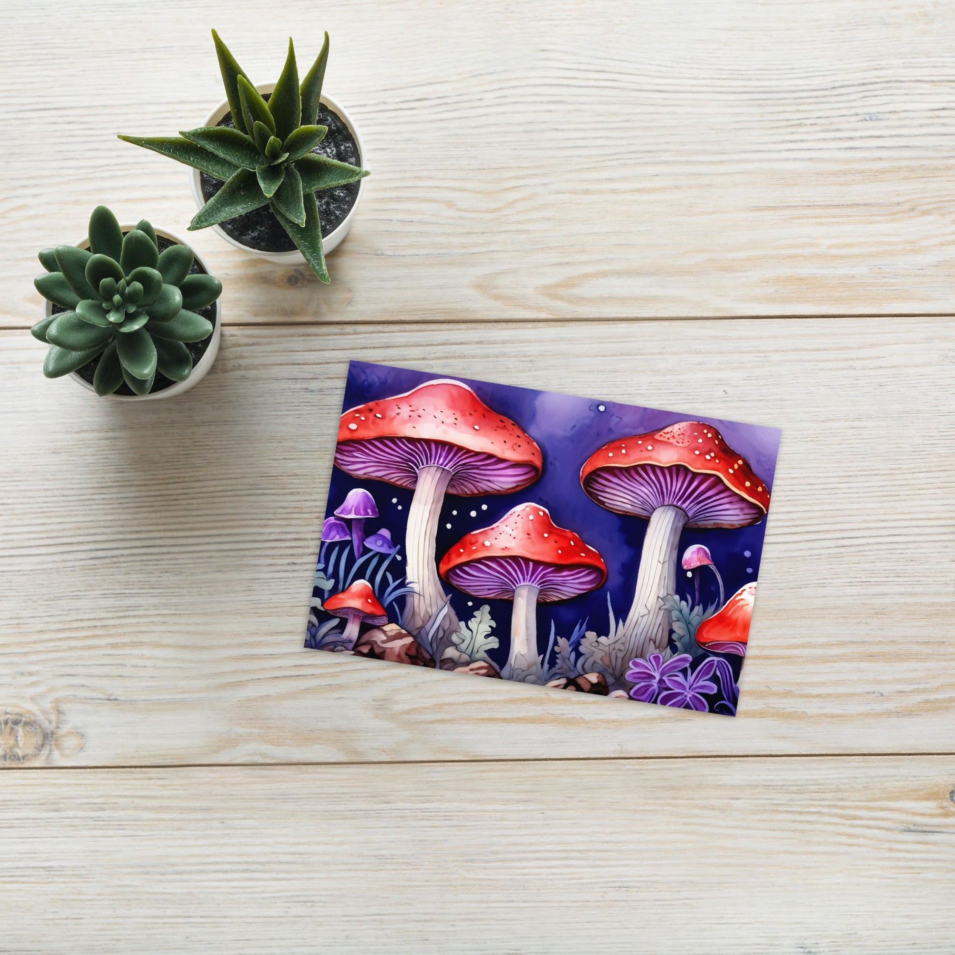 Red and Purple Forest Mushrooms Greeting Card - Greeting Card - Discovery Co.