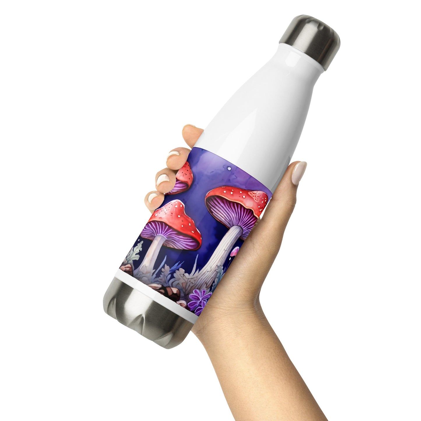 Red and Purple Forest Mushrooms Stainless Steel Water Bottle - Stainless Steel Water Bottle - Discovery Co.