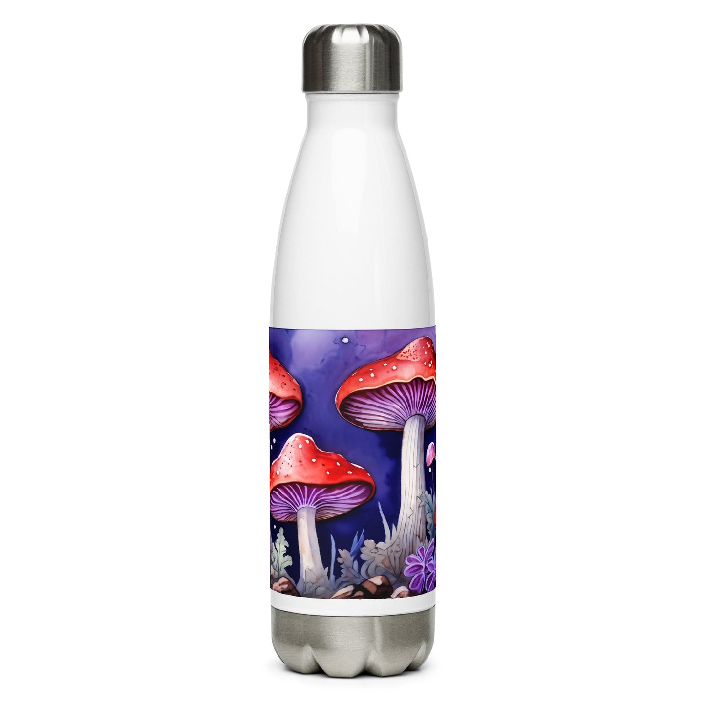 Red and Purple Forest Mushrooms Stainless Steel Water Bottle - Stainless Steel Water Bottle - Discovery Co.