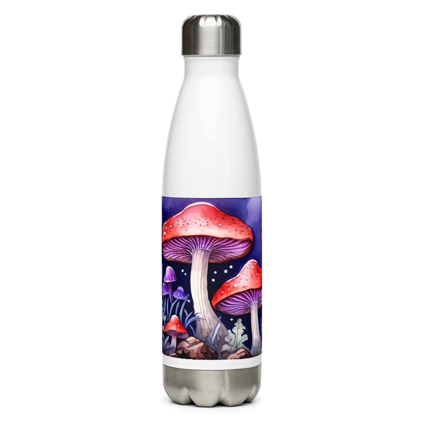 Red and Purple Forest Mushrooms Stainless Steel Water Bottle - Stainless Steel Water Bottle - Discovery Co.