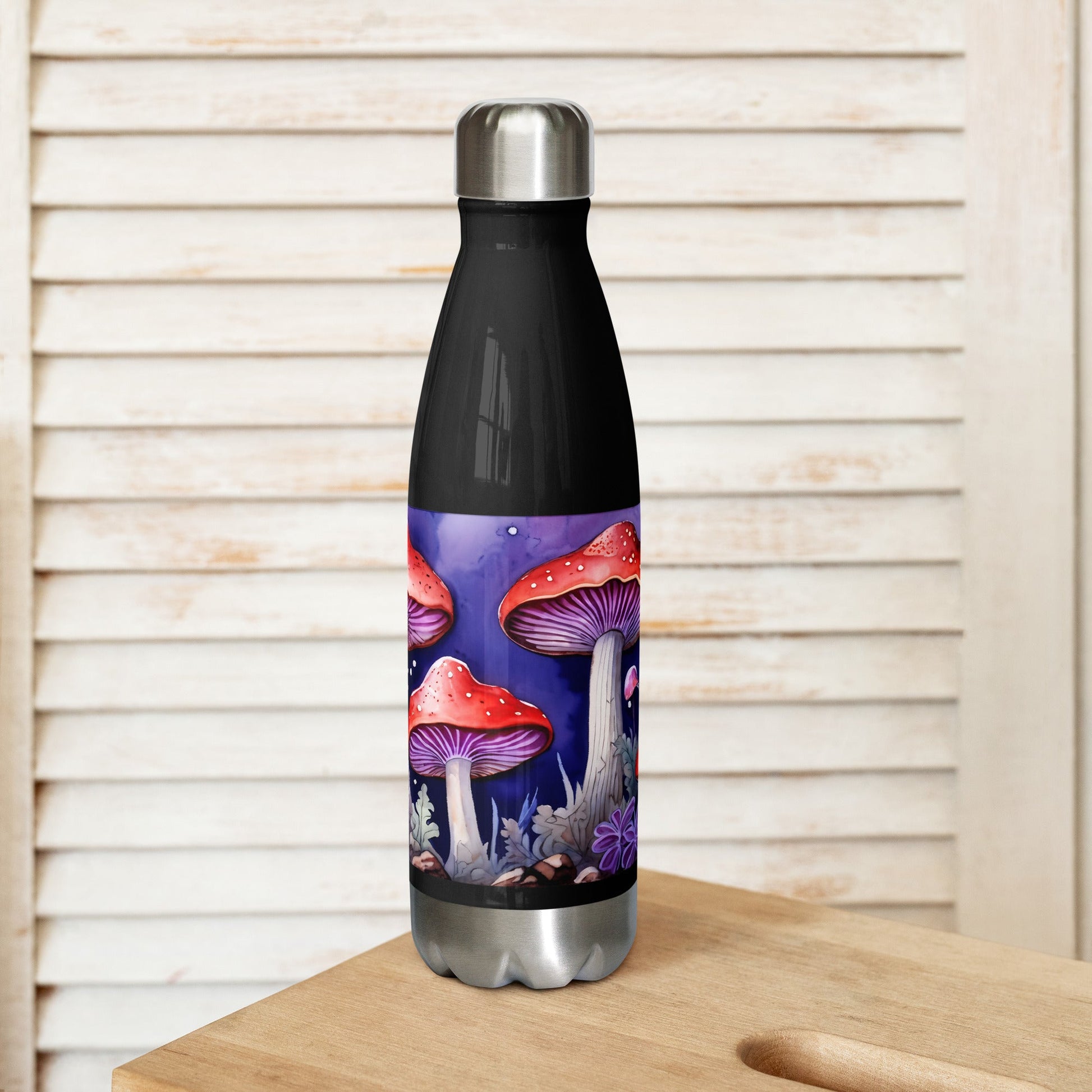 Red and Purple Forest Mushrooms Stainless Steel Water Bottle - Stainless Steel Water Bottle - Discovery Co.