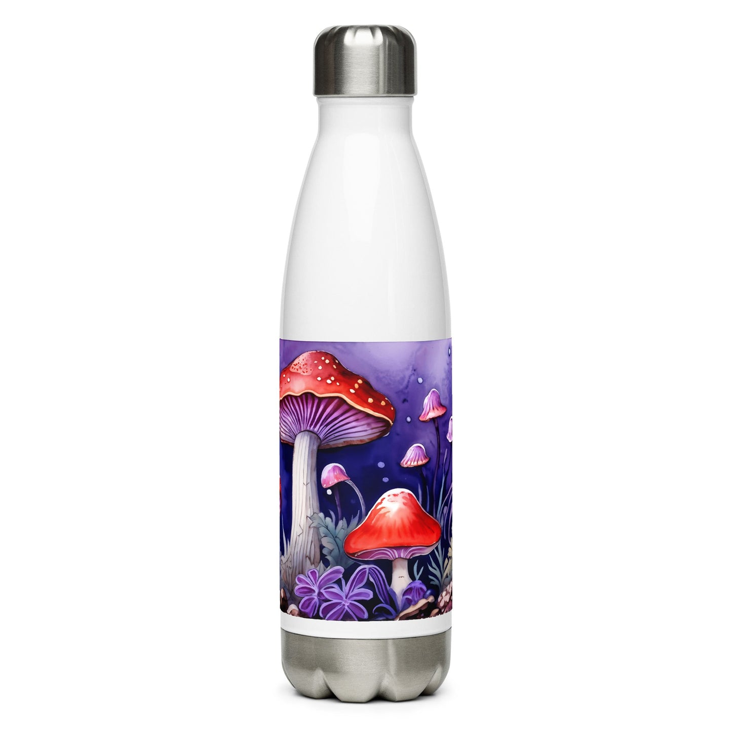 Red and Purple Forest Mushrooms Stainless Steel Water Bottle - Stainless Steel Water Bottle - Discovery Co.