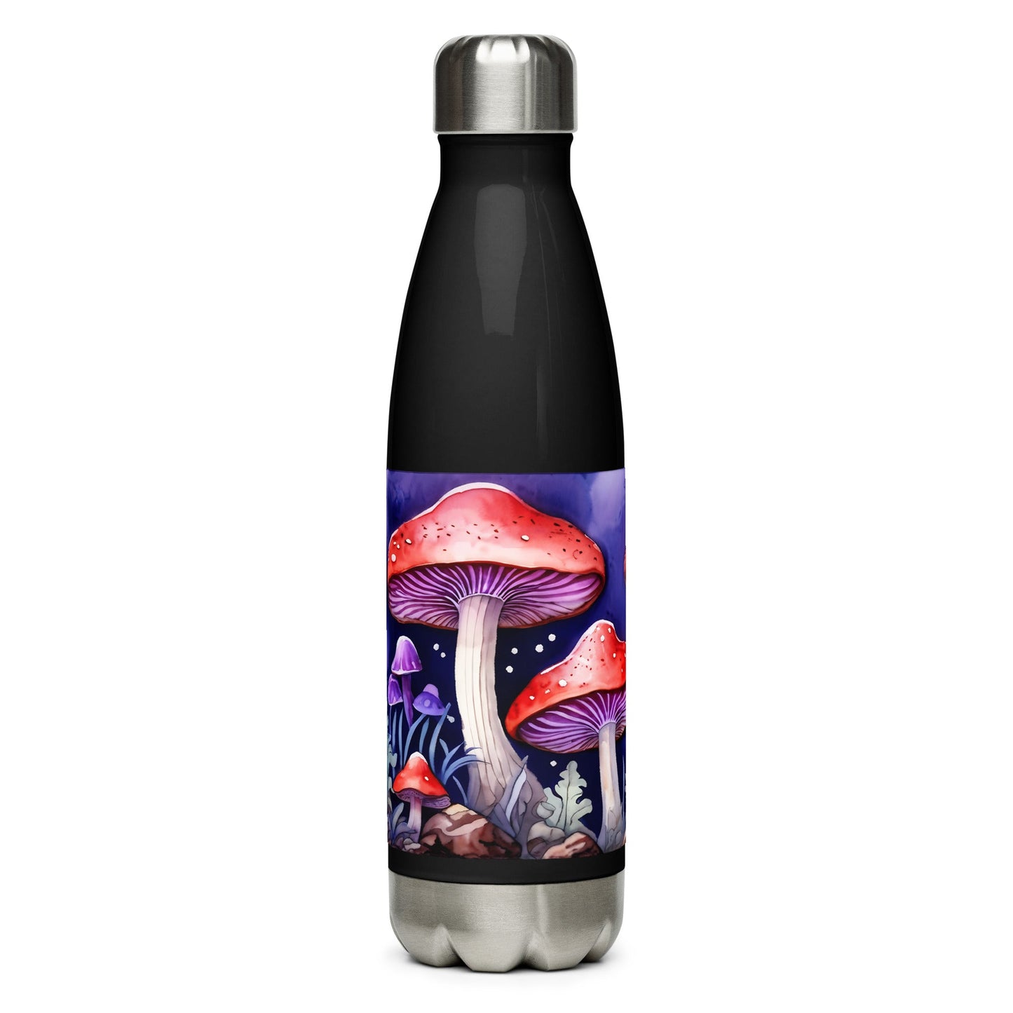 Red and Purple Forest Mushrooms Stainless Steel Water Bottle - Stainless Steel Water Bottle - Discovery Co.