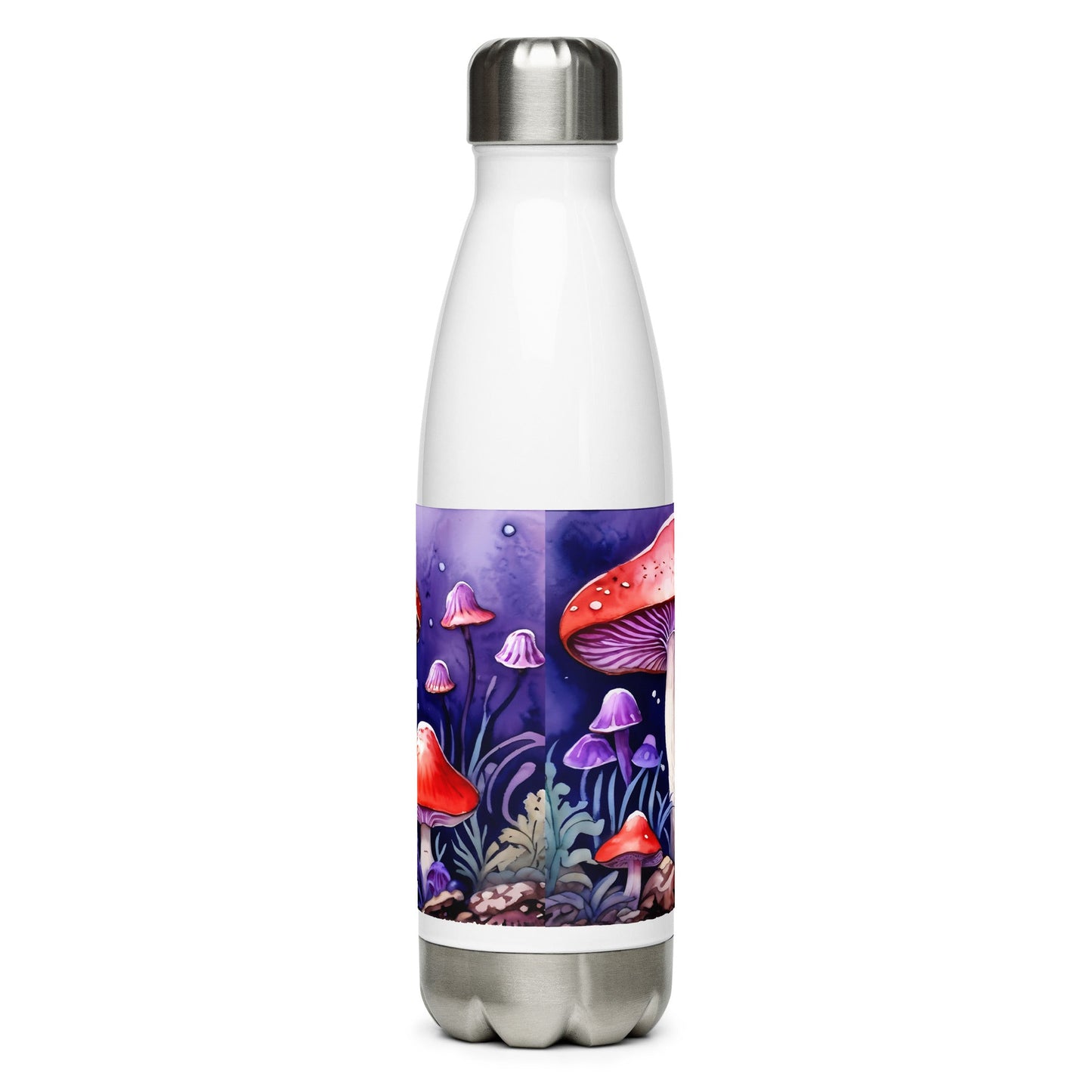 Red and Purple Forest Mushrooms Stainless Steel Water Bottle - Stainless Steel Water Bottle - Discovery Co.