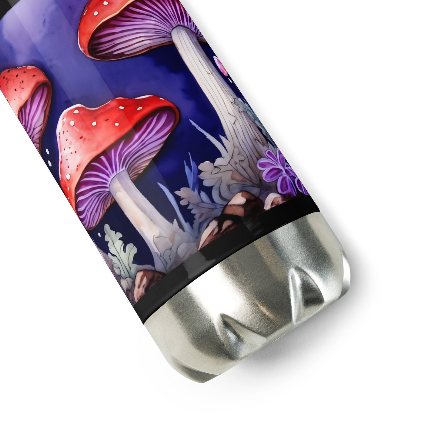 Red and Purple Forest Mushrooms Stainless Steel Water Bottle - Stainless Steel Water Bottle - Discovery Co.