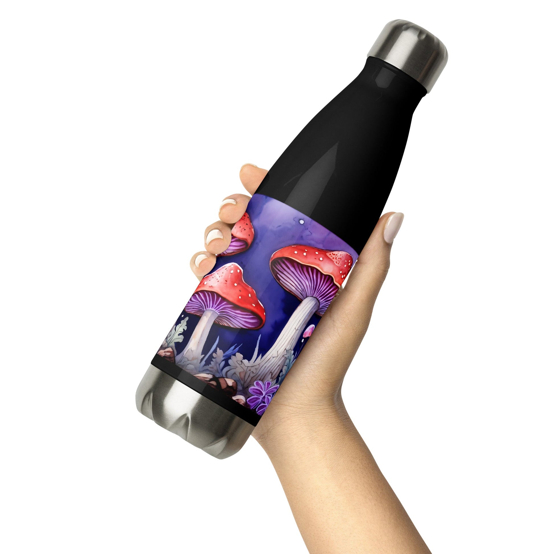 Red and Purple Forest Mushrooms Stainless Steel Water Bottle - Stainless Steel Water Bottle - Discovery Co.