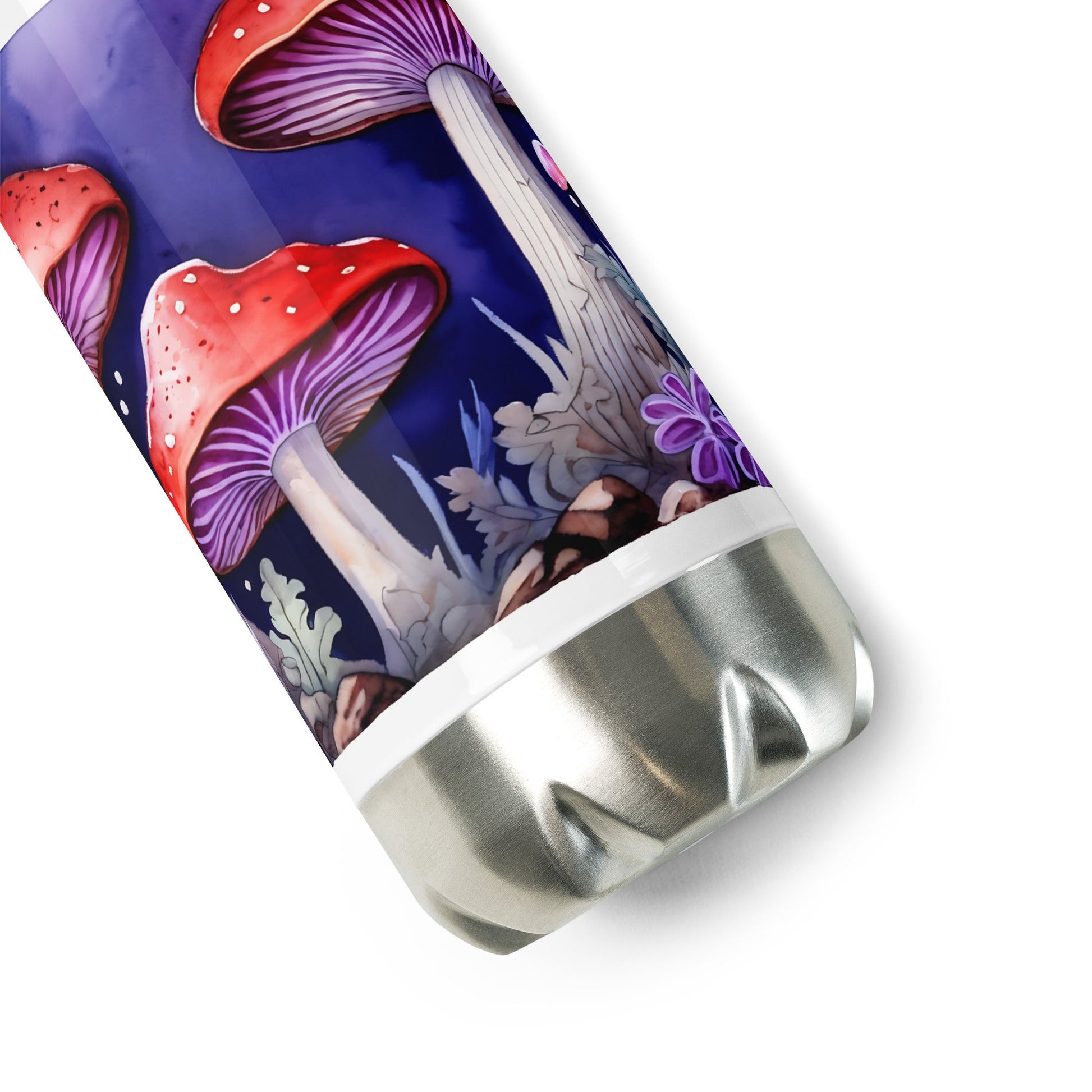 Red and Purple Forest Mushrooms Stainless Steel Water Bottle - Stainless Steel Water Bottle - Discovery Co.