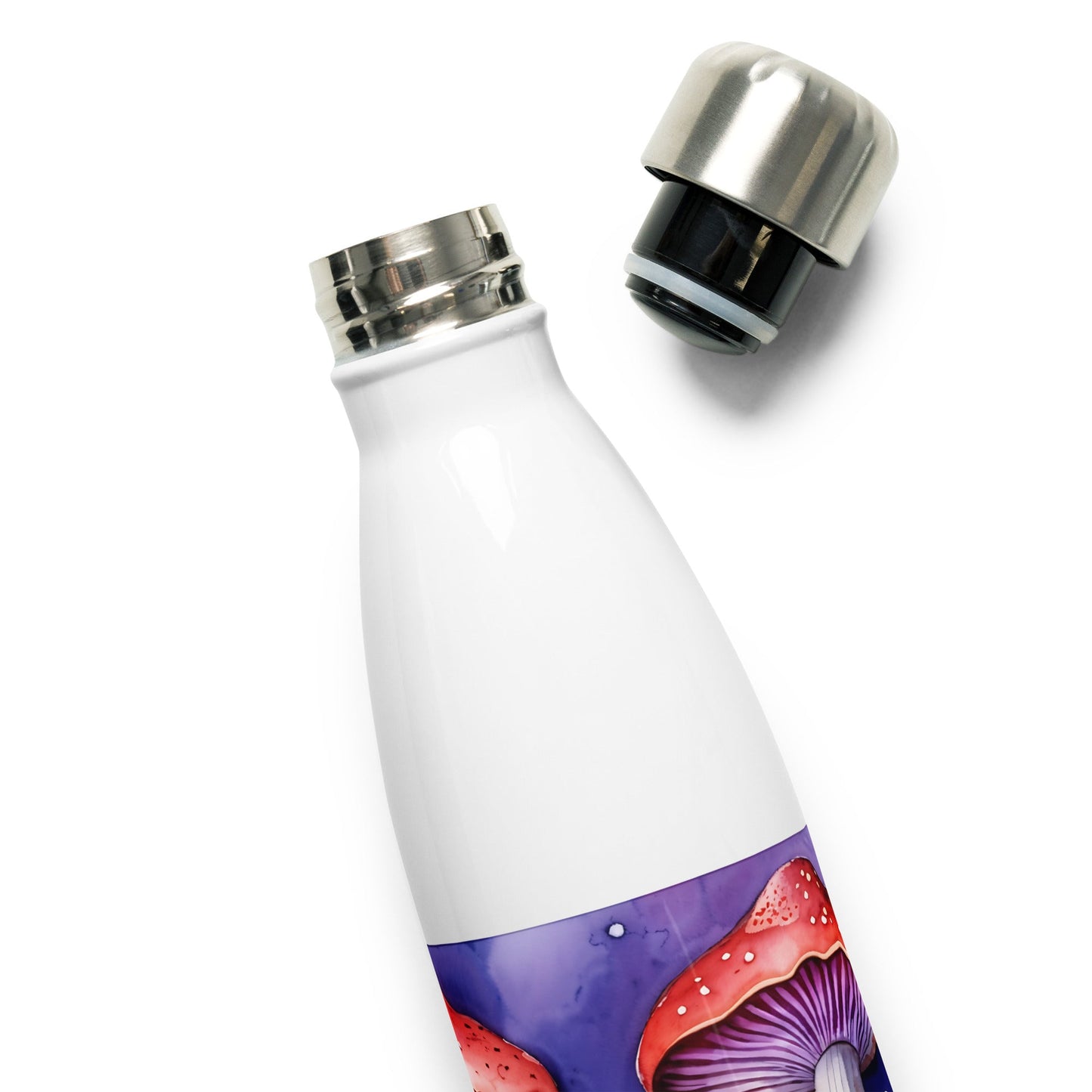 Red and Purple Forest Mushrooms Stainless Steel Water Bottle - Stainless Steel Water Bottle - Discovery Co.