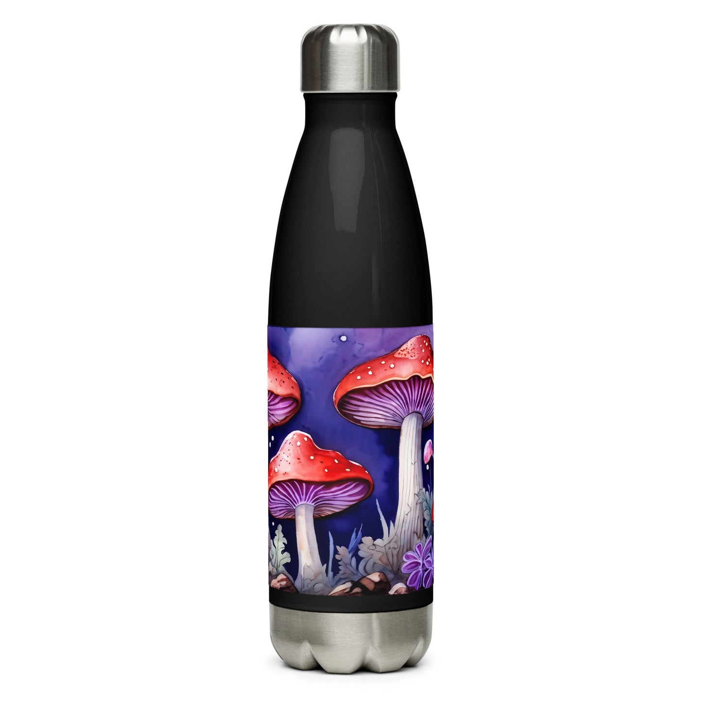 Red and Purple Forest Mushrooms Stainless Steel Water Bottle - Stainless Steel Water Bottle - Discovery Co.