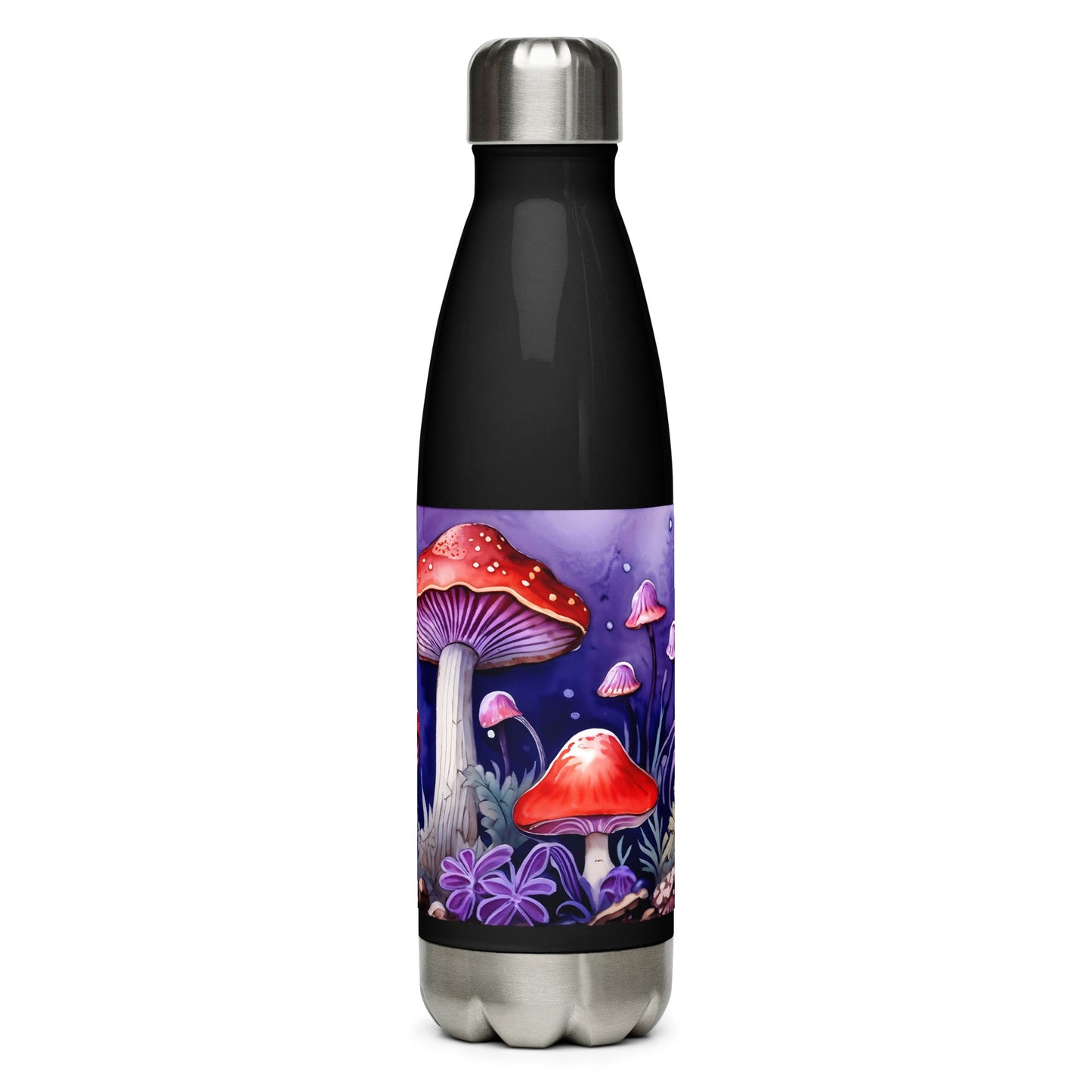 Red and Purple Forest Mushrooms Stainless Steel Water Bottle - Stainless Steel Water Bottle - Discovery Co.