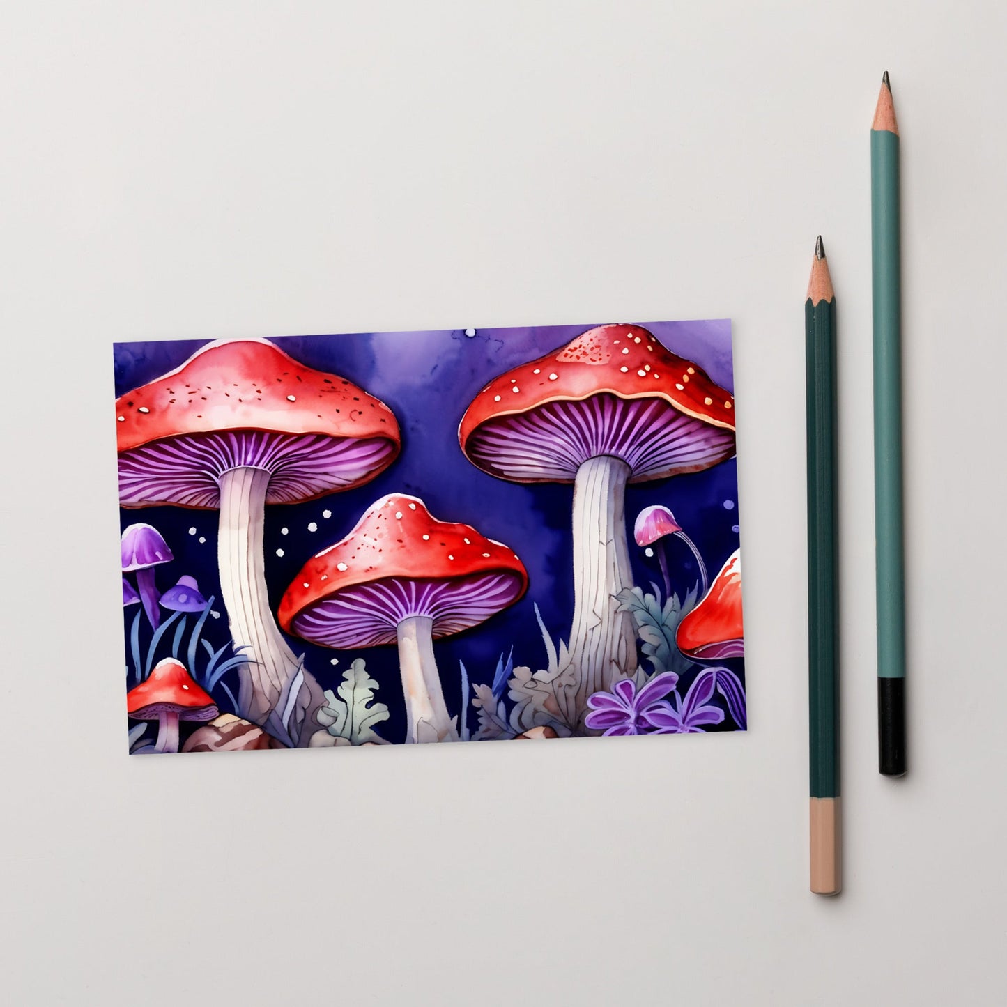 Red and Purple Forest Mushrooms Standard Postcard - Post Cards - Discovery Co.