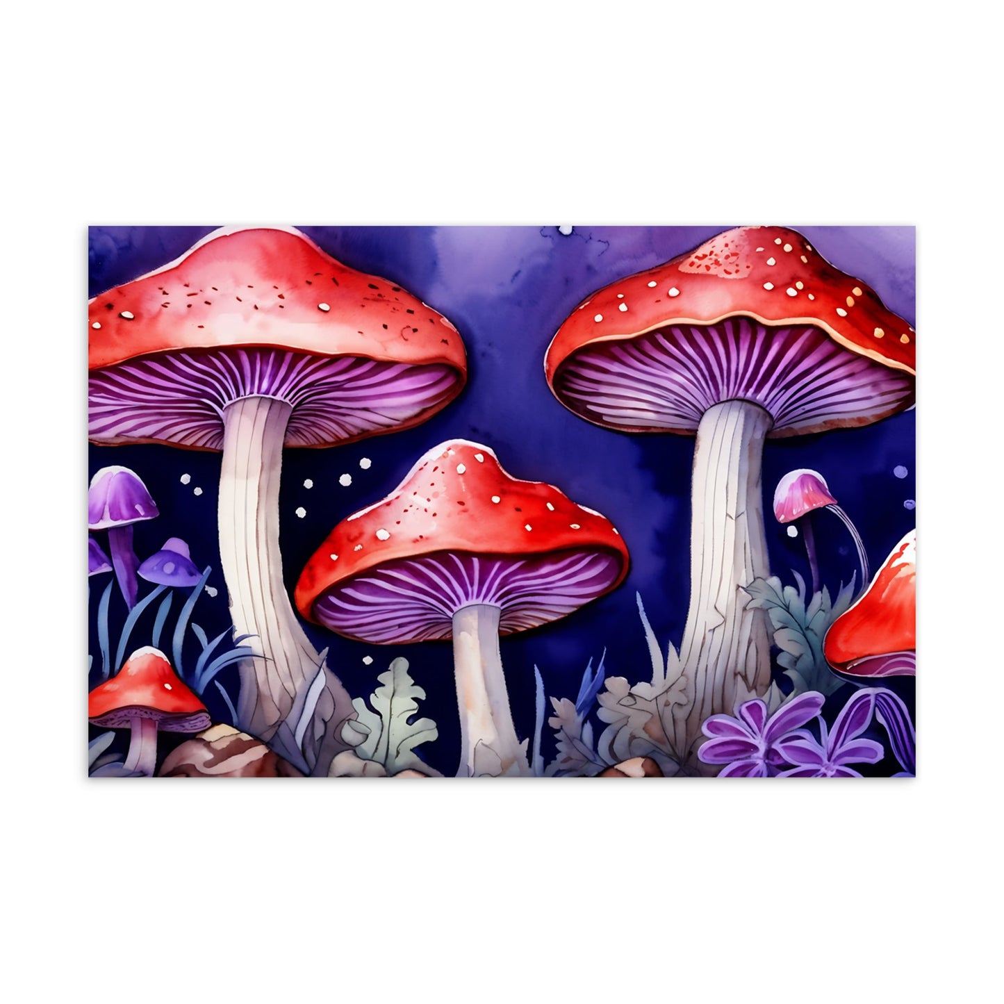 Red and Purple Forest Mushrooms Standard Postcard - Post Cards - Discovery Co.