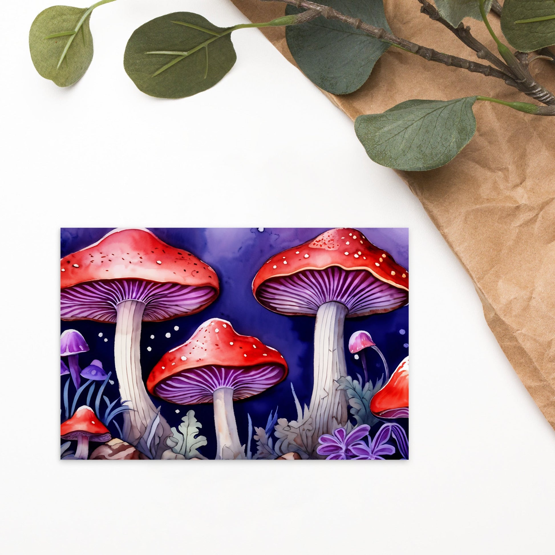 Red and Purple Forest Mushrooms Standard Postcard - Post Cards - Discovery Co.