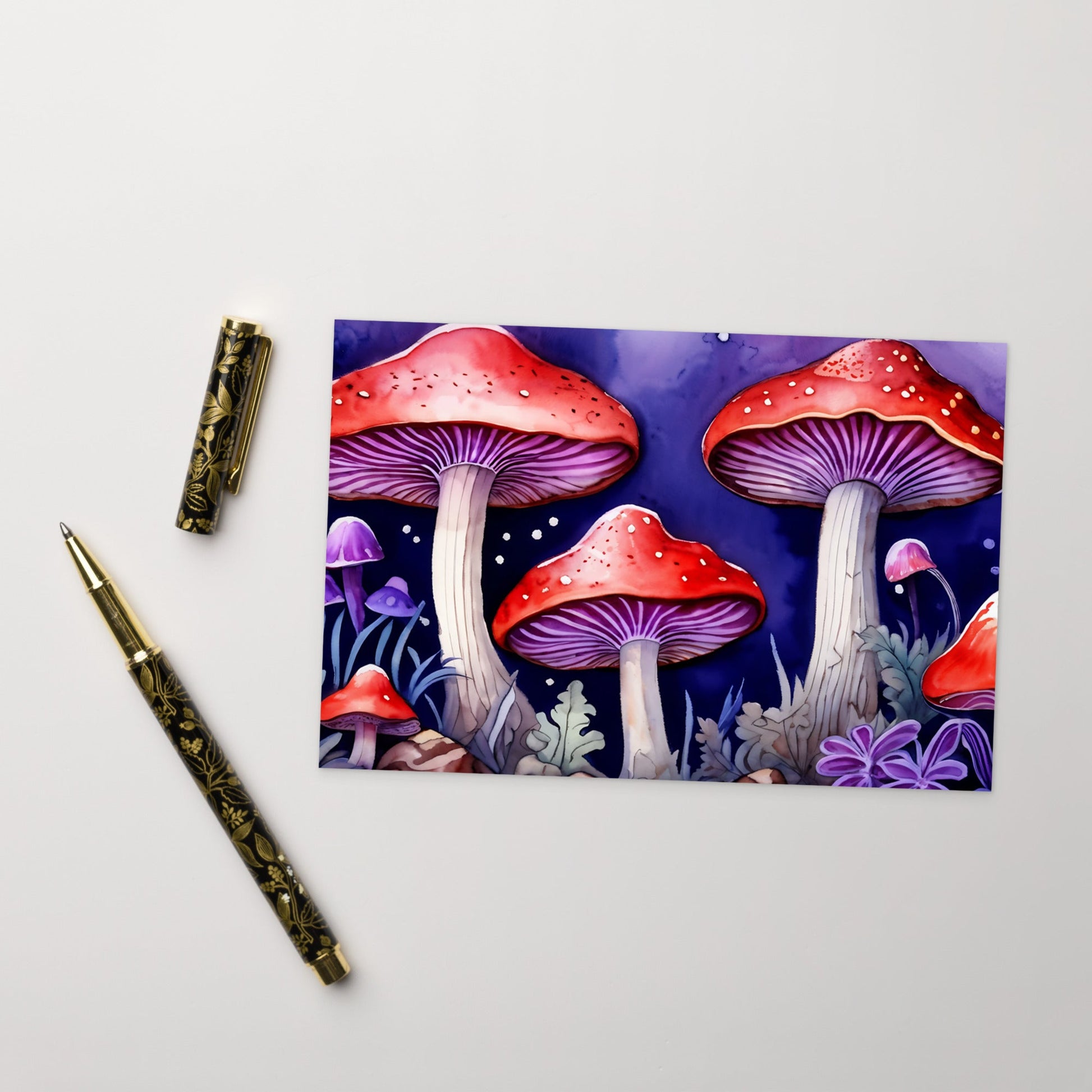 Red and Purple Forest Mushrooms Standard Postcard - Post Cards - Discovery Co.