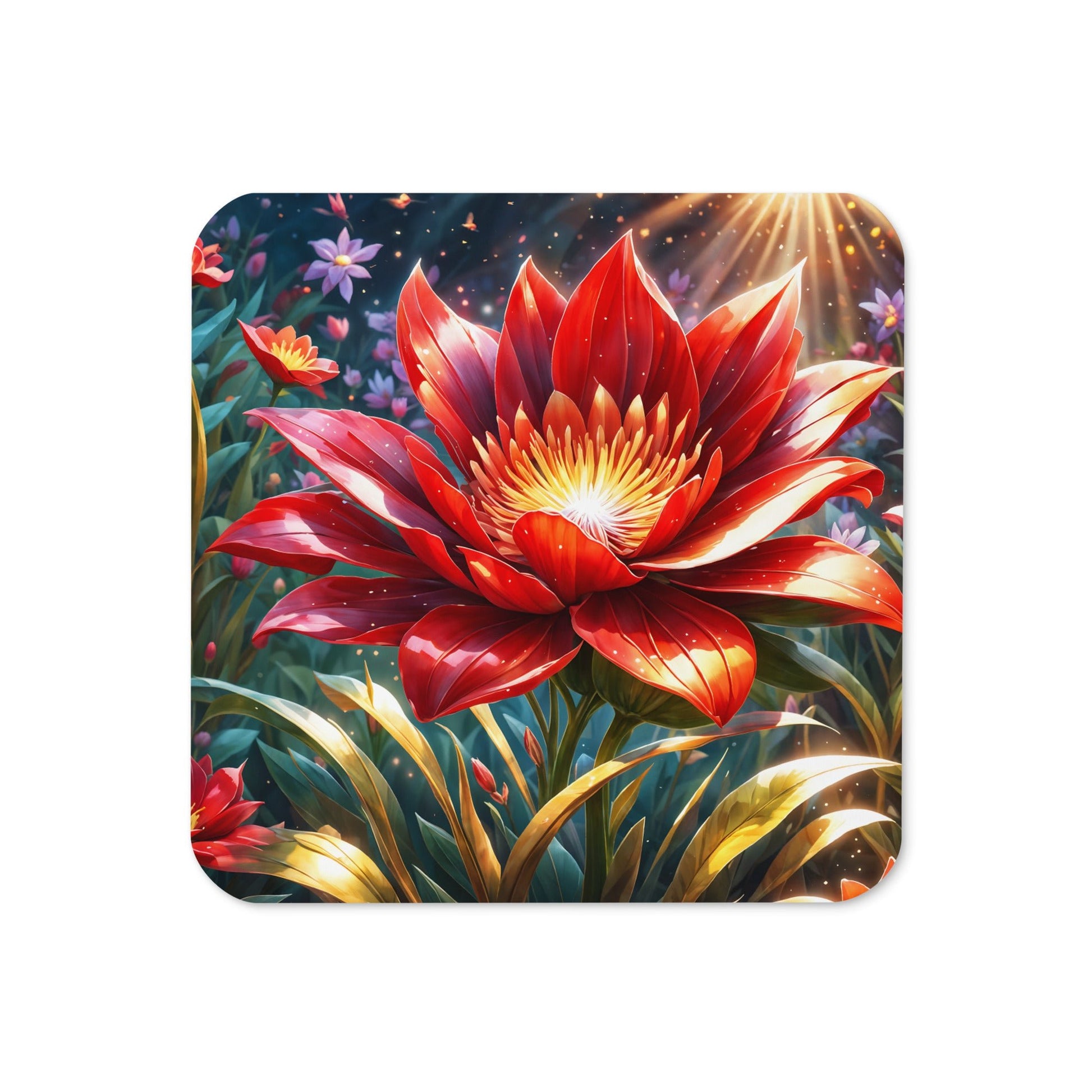 Red Flower Cork - Back Coaster - Coasters - Discovery Co.