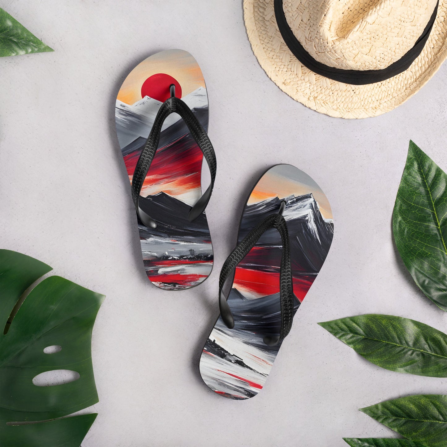 Red Sun Over Mountains Flip - Flops - Footwear - Discovery Co.