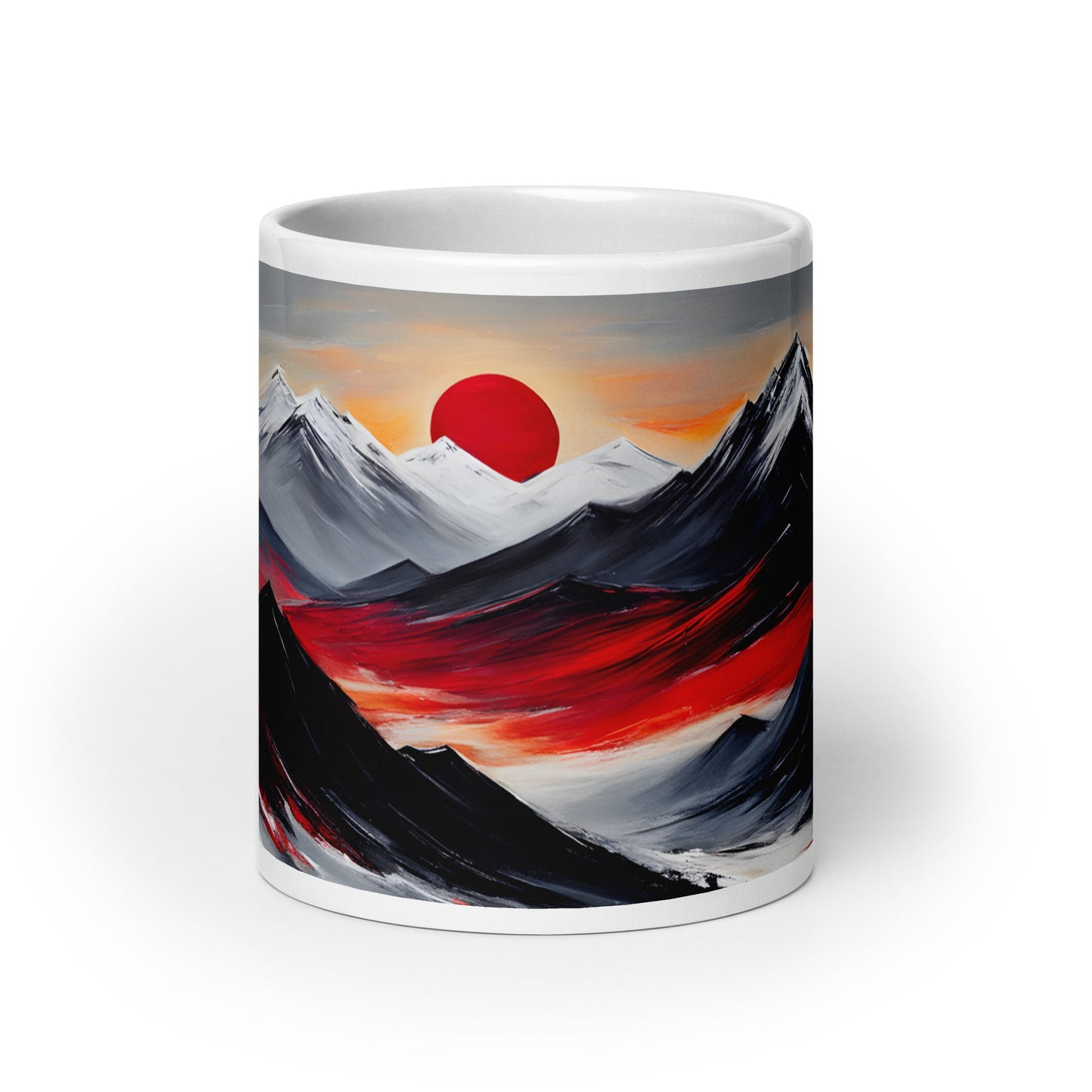 Red Sun Over Mountains White Glossy Mug - Mugs - Discovery Co.