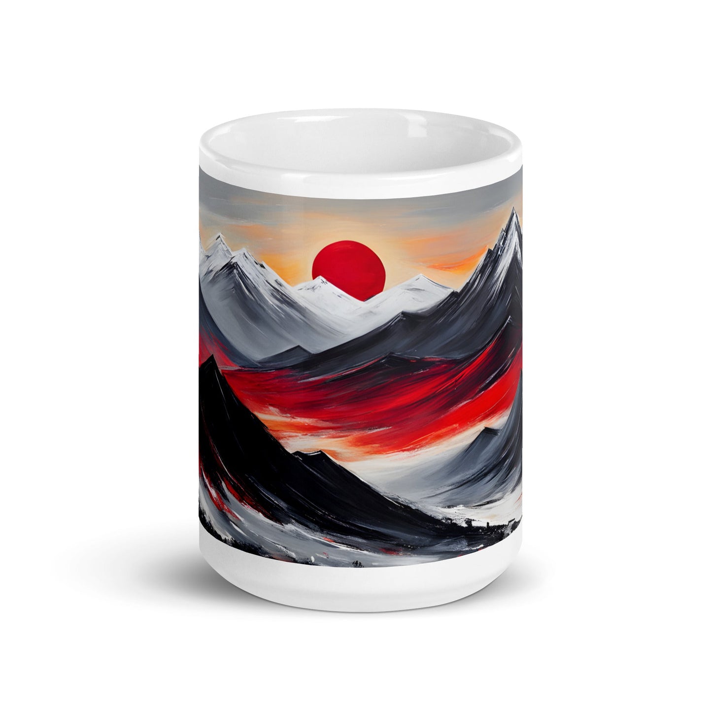 Red Sun Over Mountains White Glossy Mug - Mugs - Discovery Co.