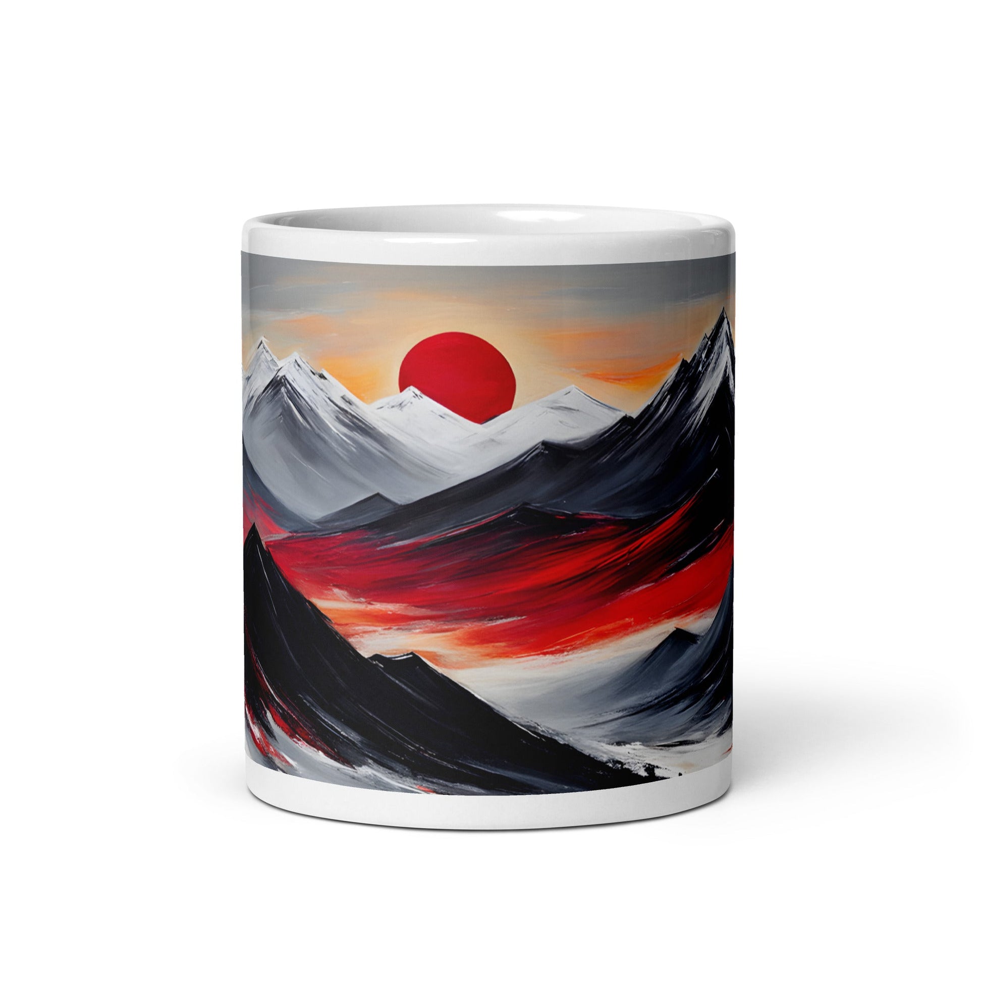 Red Sun Over Mountains White Glossy Mug - Mugs - Discovery Co.